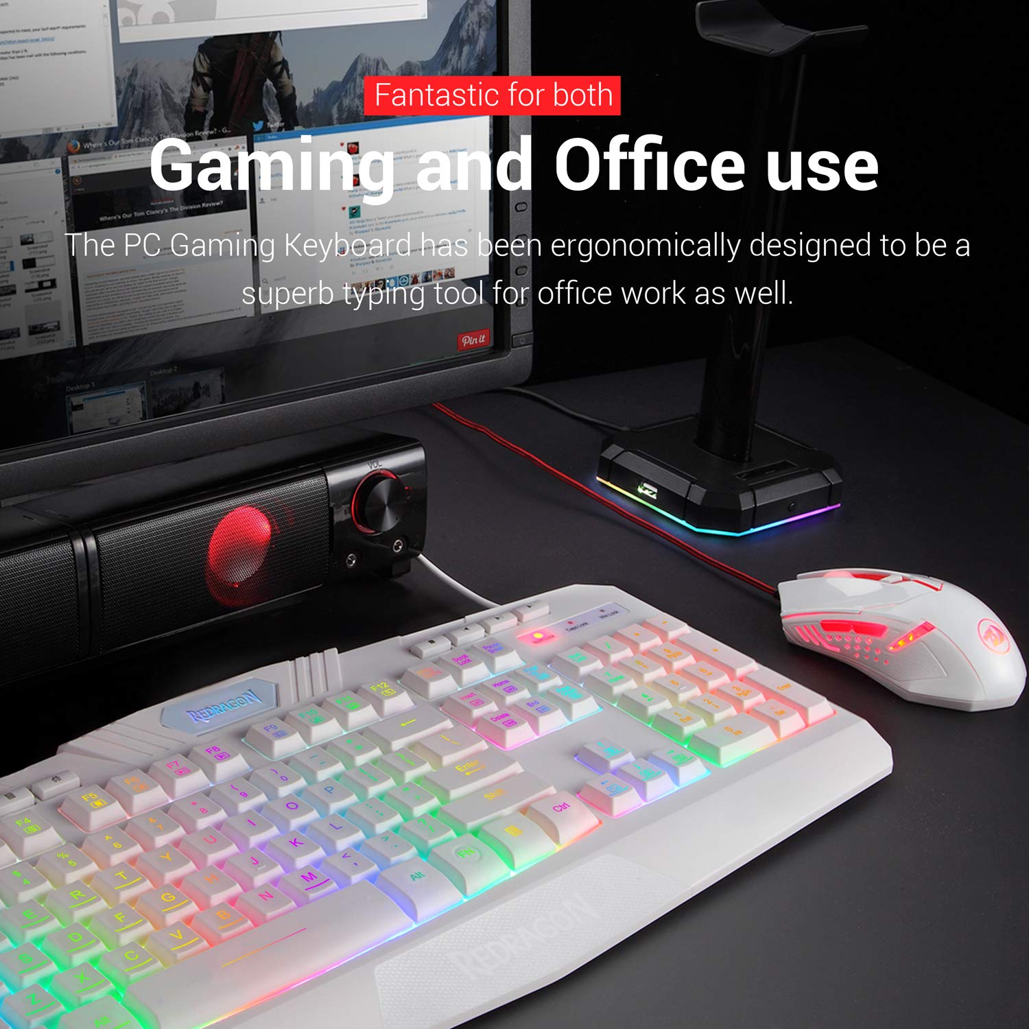 Foto 6 | Combo De Teclado Y Ratón Redragon S101 Con Retroiluminación Rgb (blanco) - Venta Internacional.