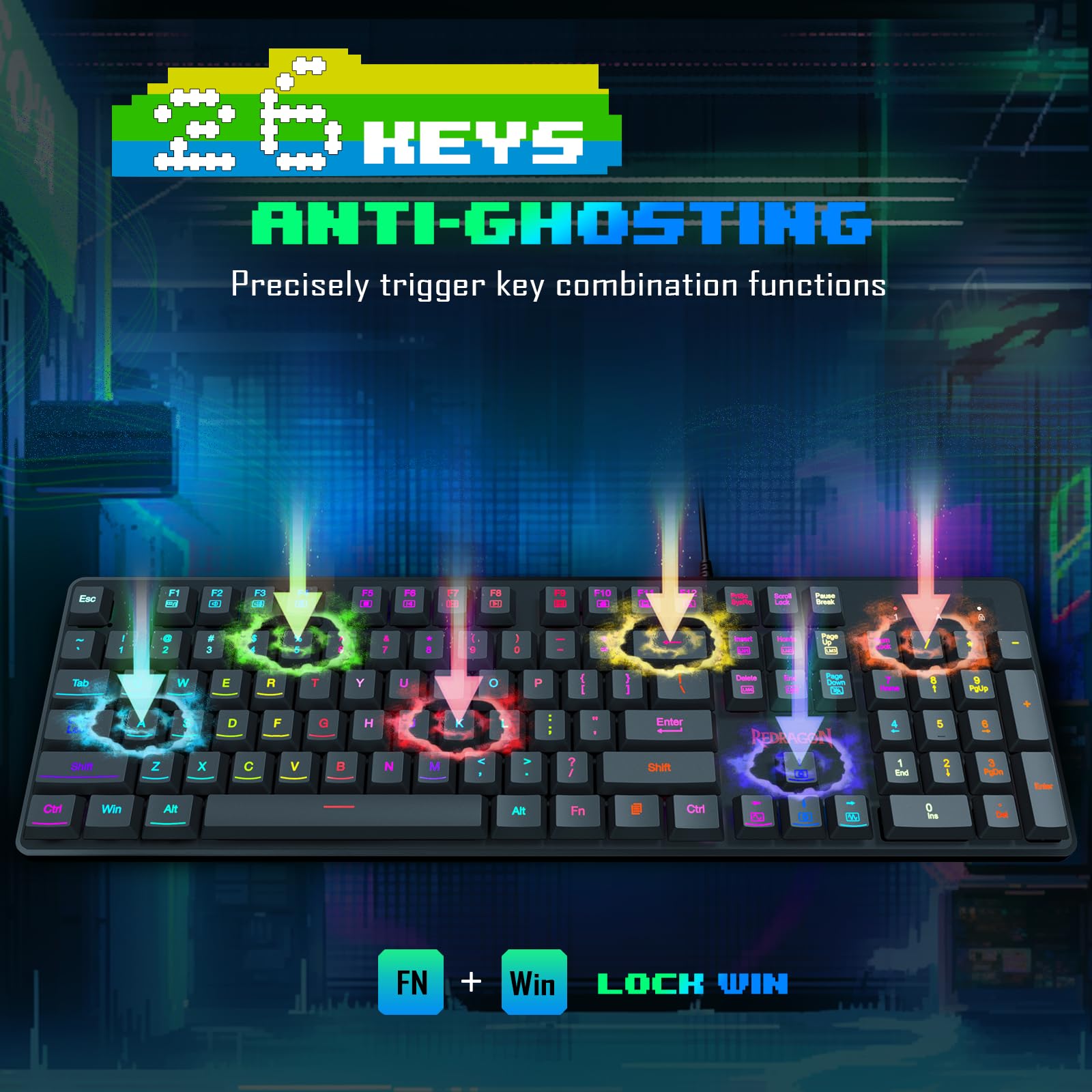 Foto 7 pulgar | Combo De Teclado Y Ratón Para Juegos Redragon S107 Rgb 3200 Dpi - Venta Internacional.