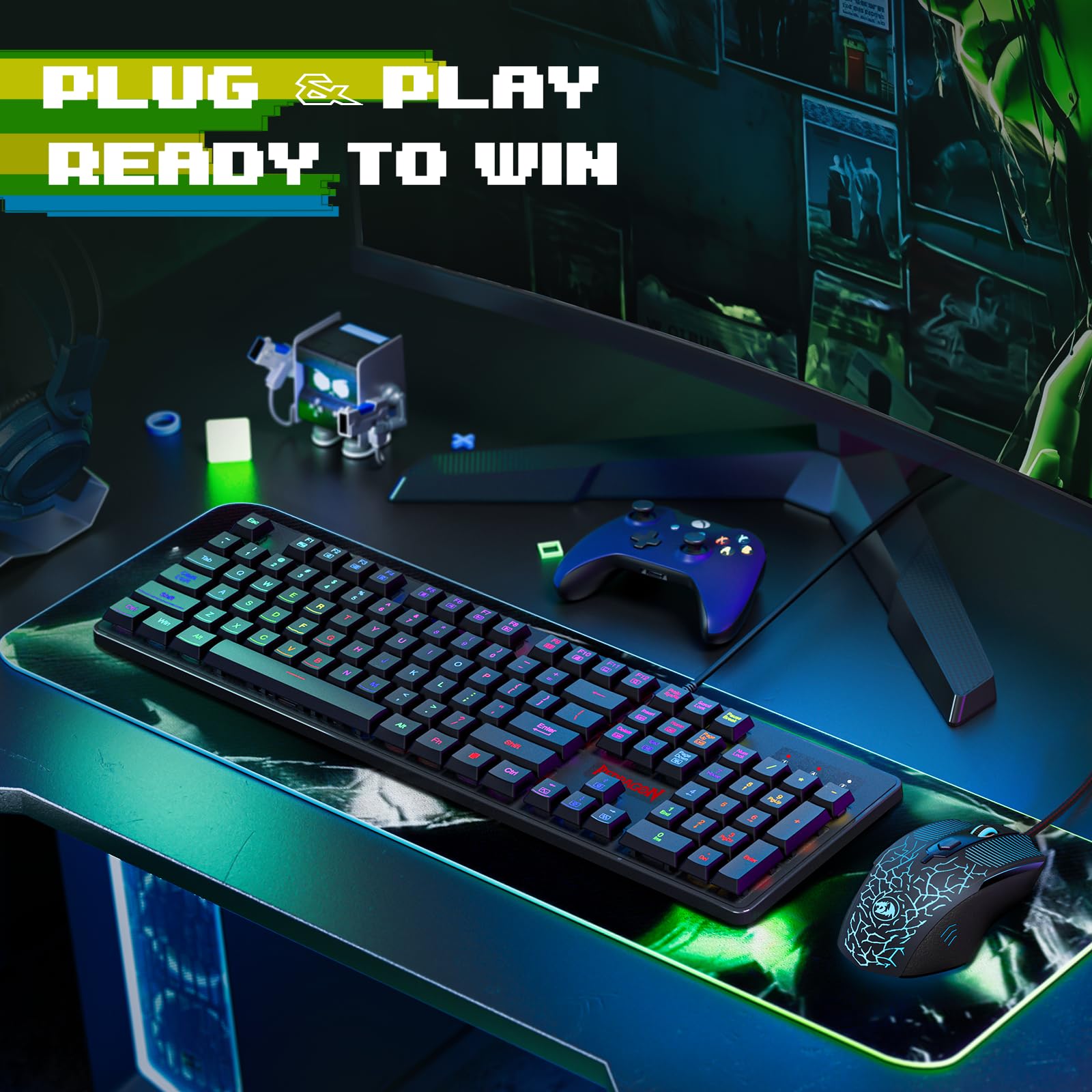 Foto 8 pulgar | Combo De Teclado Y Ratón Para Juegos Redragon S107 Rgb 3200 Dpi - Venta Internacional.