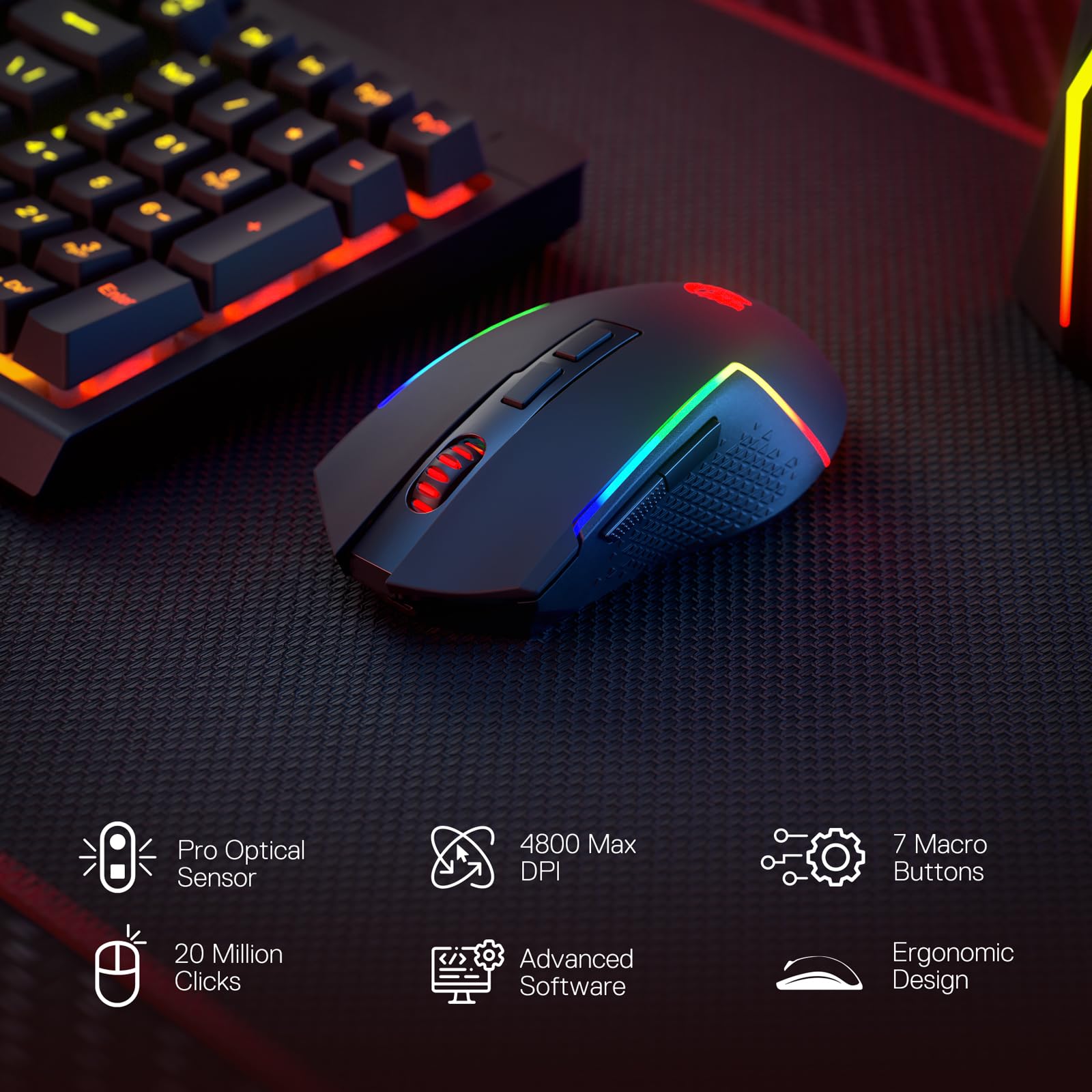 Foto 4 pulgar | Combo Inalámbrico De Teclado Y Ratón Para Juegos Redragon S142 - Venta Internacional.