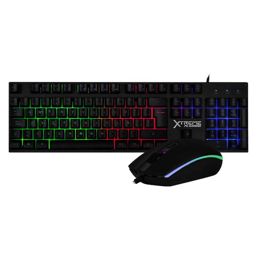 Kit Teclado y Mouse Gamer Xtreme Pc Gaming Battle Chief 3600 Dpi Rgb Usb Negro