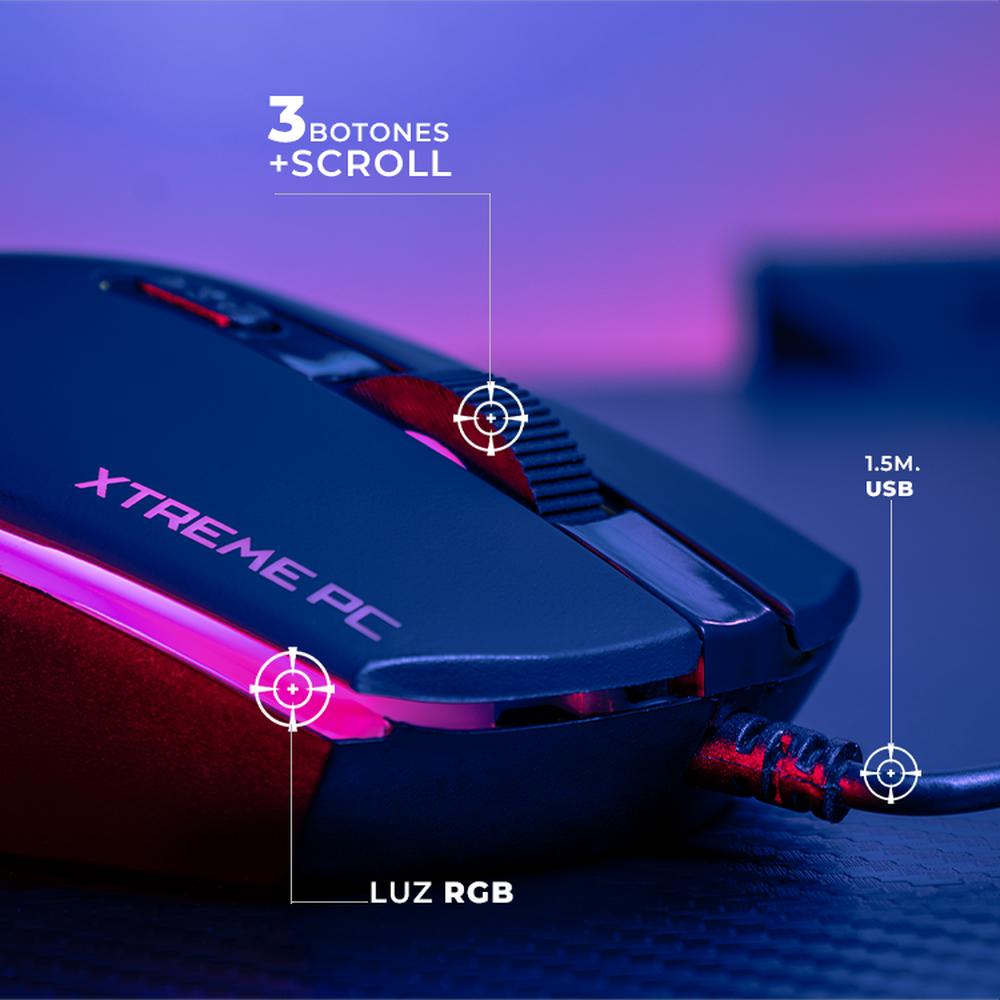 Foto 4 | Kit Teclado y Mouse Gamer Xtreme Pc Gaming Battle Chief 3600 Dpi Rgb Usb Negro