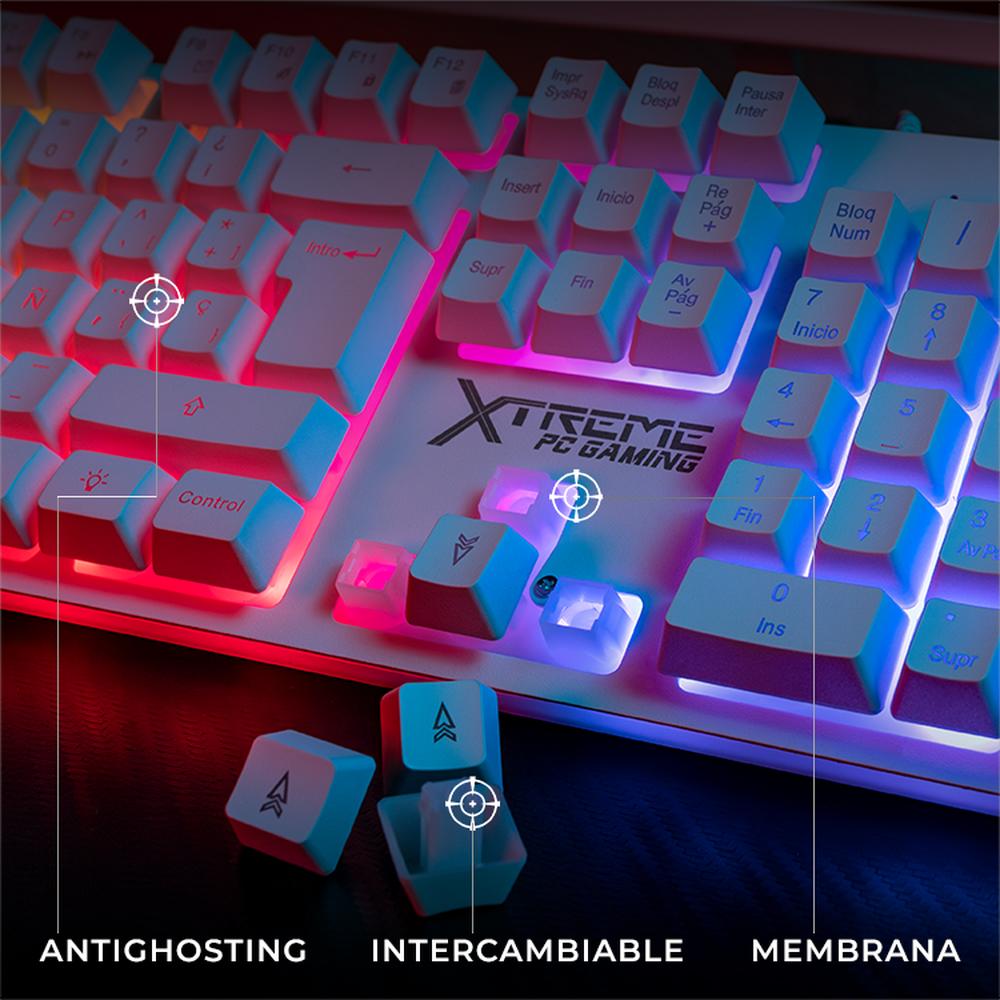 Foto 4 pulgar | Kit Teclado y Mouse Xtreme Pc Gaming Battle Chief Membrana Español 3600 Dpi Rgb Usb Blanco