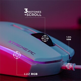 Foto 4 | Kit Teclado y Mouse Xtreme Pc Gaming Battle Chief Membrana Español 3600 Dpi Rgb Usb Blanco