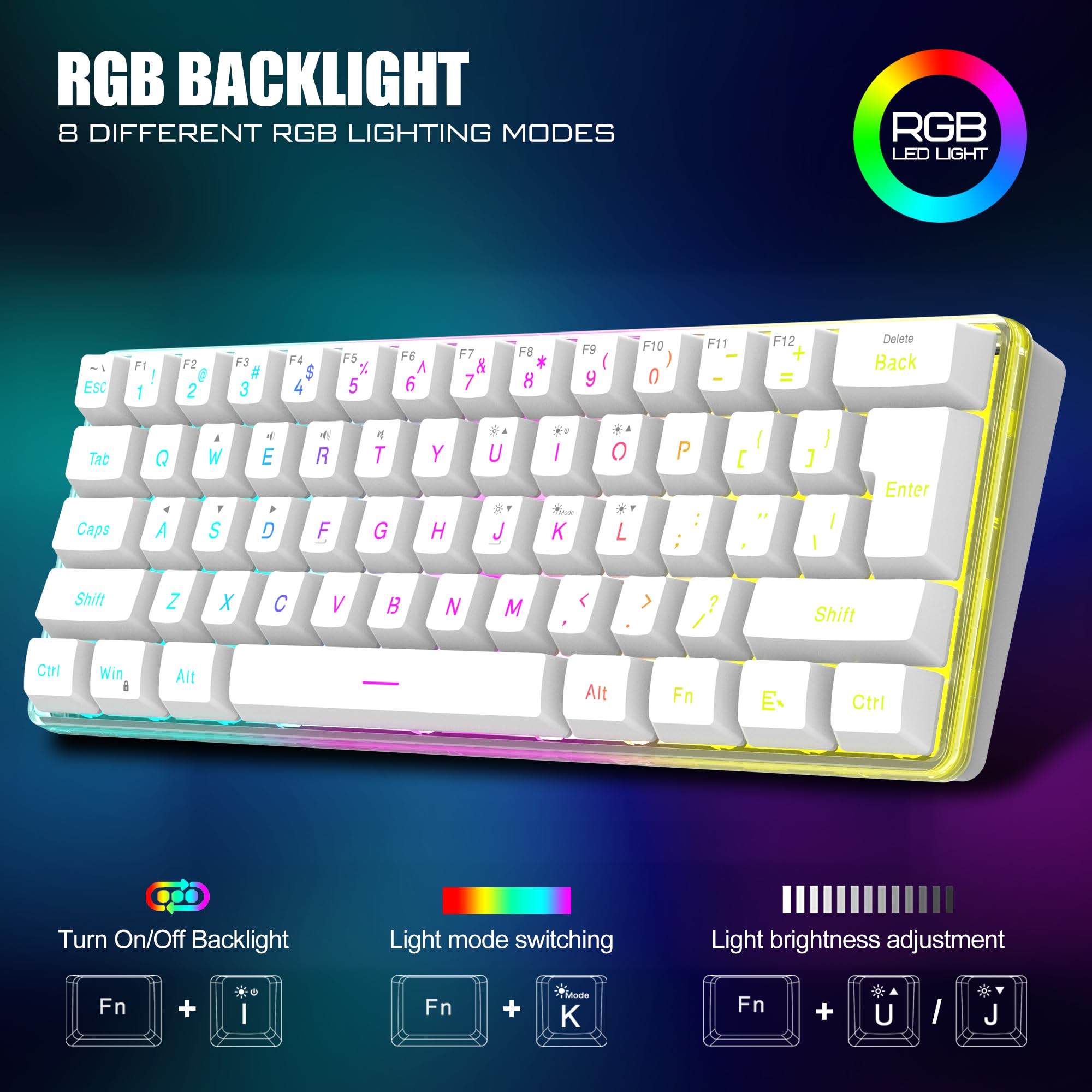 Foto 2 | Combinación De Teclado Y Ratón Inalámbricos Para Juegos Redthunder 60% - Venta Internacional.