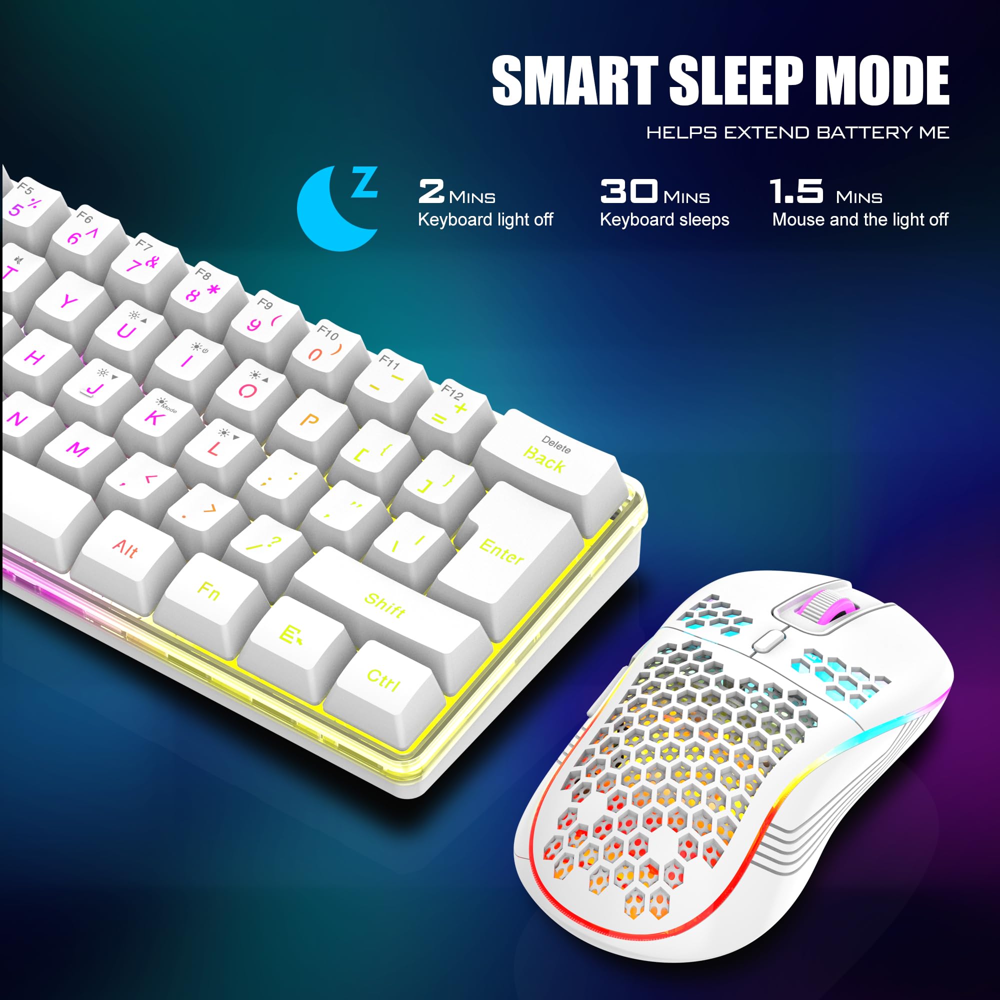 Foto 7 pulgar | Combinación De Teclado Y Ratón Inalámbricos Para Juegos Redthunder 60% - Venta Internacional.