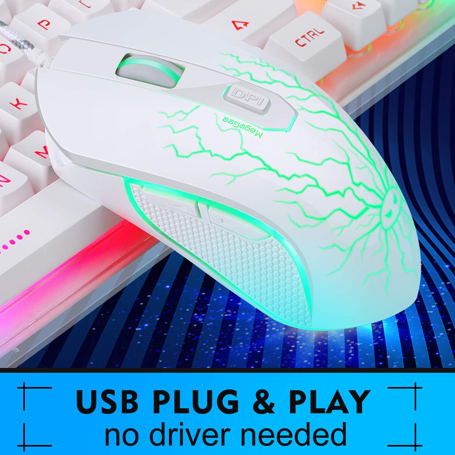 Foto 2 | Combinación De Teclado Y Ratón Para Juegos Magegee K1 Rgb Con Retroiluminación Led - Venta Internacional.
