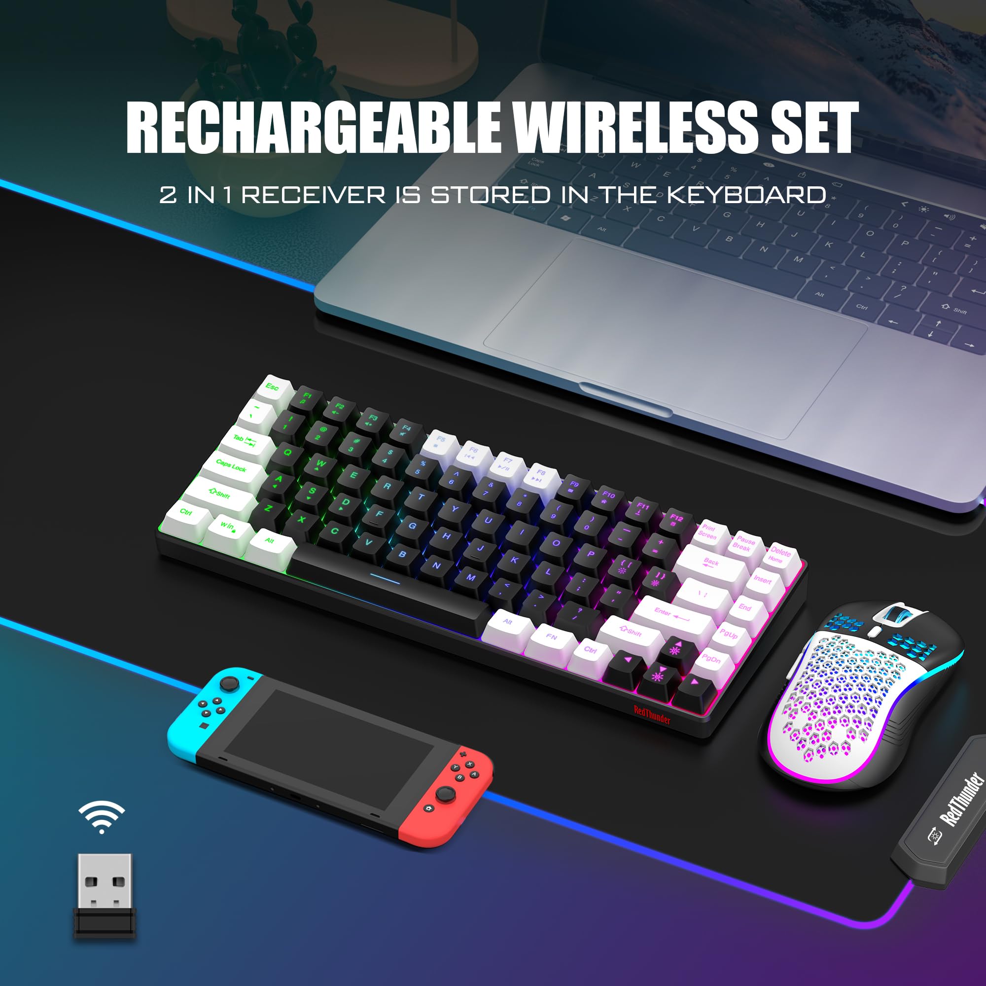 Foto 3 pulgar | Combo De Teclado Y Ratón Inalámbricos Redthunder K84 Negro-blanco - Venta Internacional.