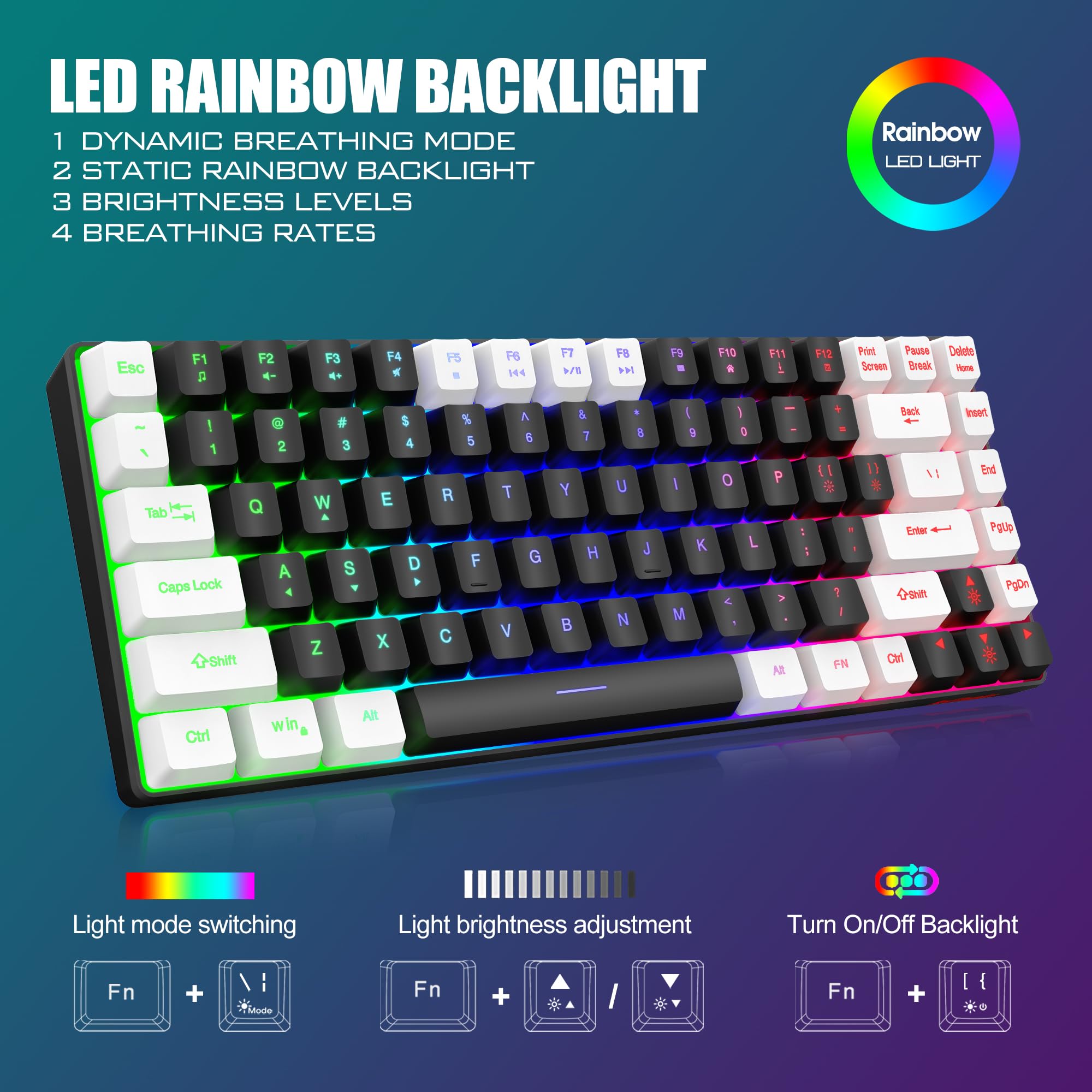 Foto 4 pulgar | Combo De Teclado Y Ratón Inalámbricos Redthunder K84 Negro-blanco - Venta Internacional.
