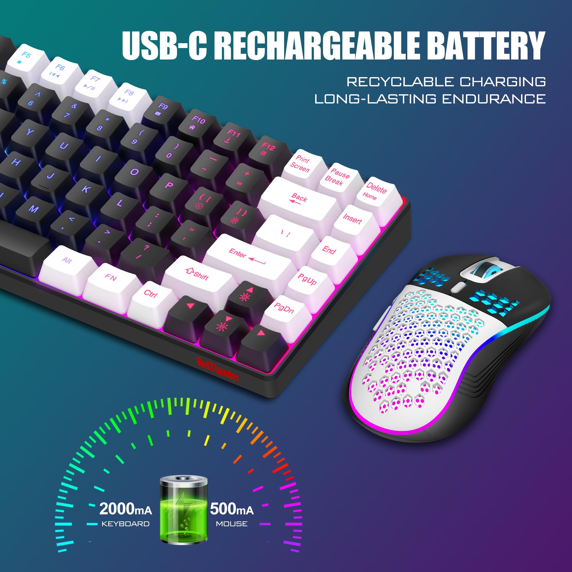 Foto 6 pulgar | Combo De Teclado Y Ratón Inalámbricos Redthunder K84 Negro-blanco - Venta Internacional.