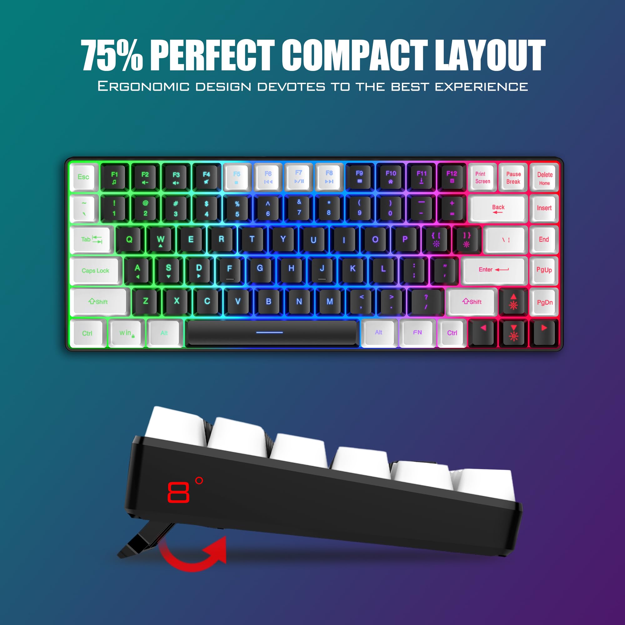 Foto 7 pulgar | Combo De Teclado Y Ratón Inalámbricos Redthunder K84 Negro-blanco - Venta Internacional.