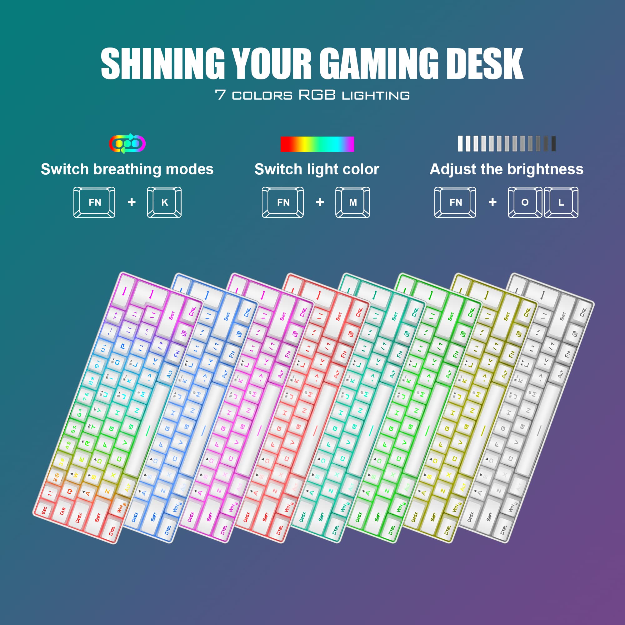 Foto 4 pulgar | Combo De Teclado Y Ratón Para Juegos Redthunder 60% Rgb White - Venta Internacional.