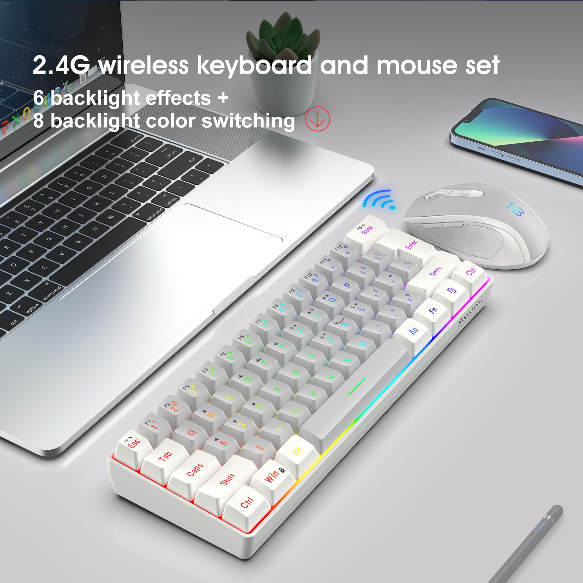 Foto 8 pulgar | Combo Inalámbrico De Teclado Y Ratón Para Juegos Snpurdiri 2.4g - Venta Internacional.
