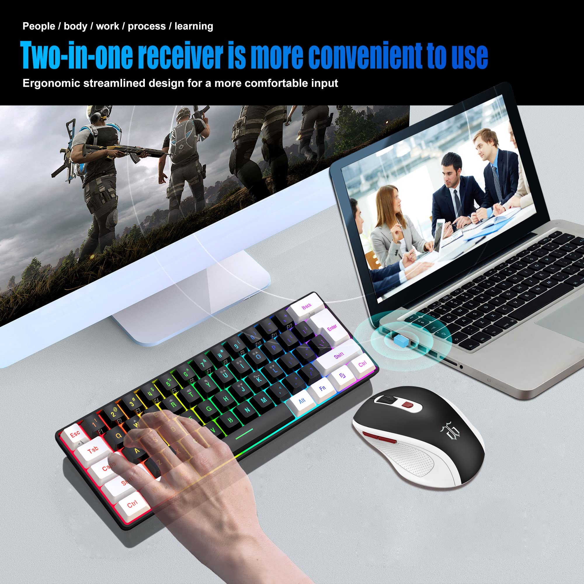 Foto 8 pulgar | Combo Inalámbrico De Teclado Y Ratón Para Juegos Snpurdiri 2.4g - Venta Internacional.