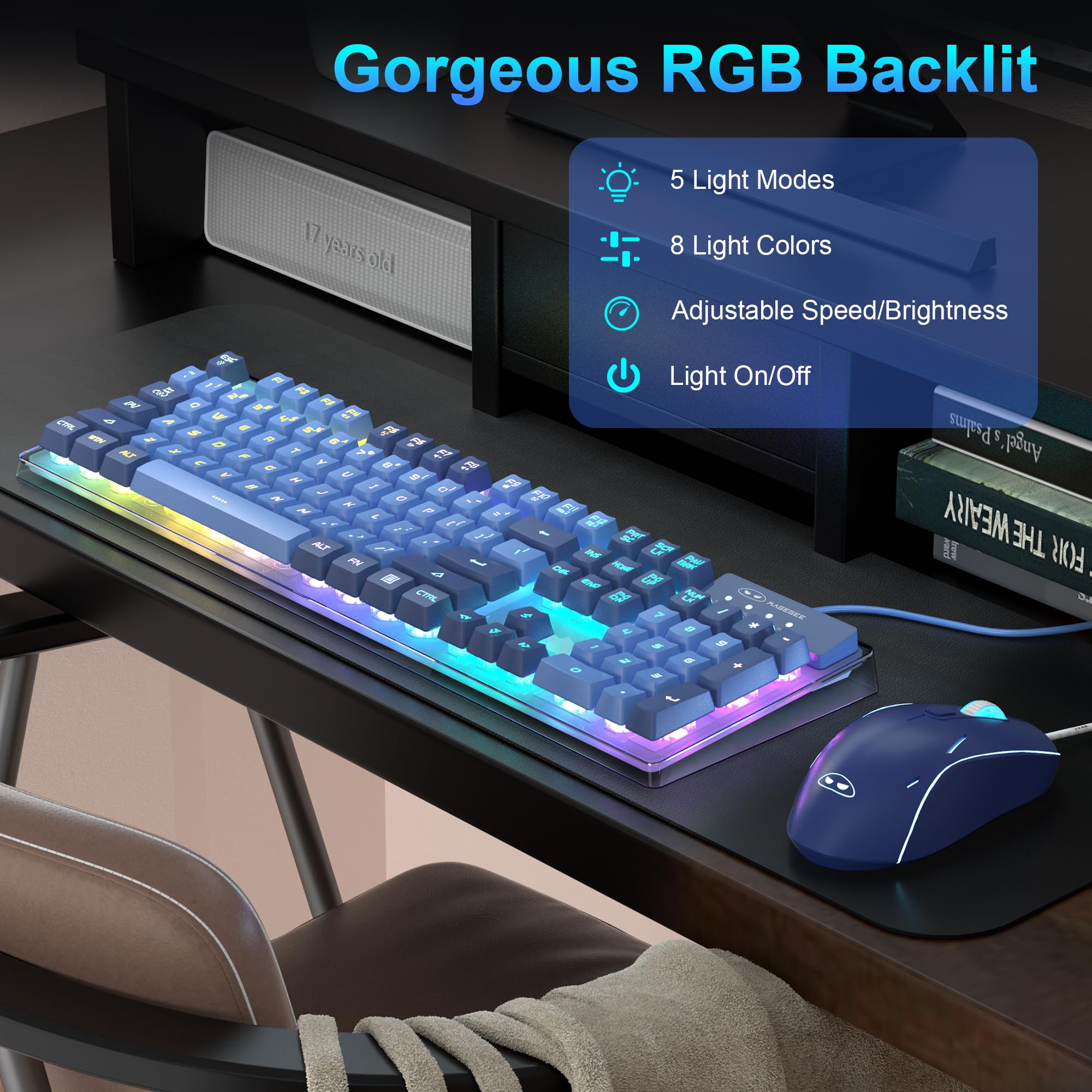 Foto 3 | Combinación De Teclado Y Ratón Para Juegos Magegee K1 Rgb Con Retroiluminación Led - Venta Internacional.