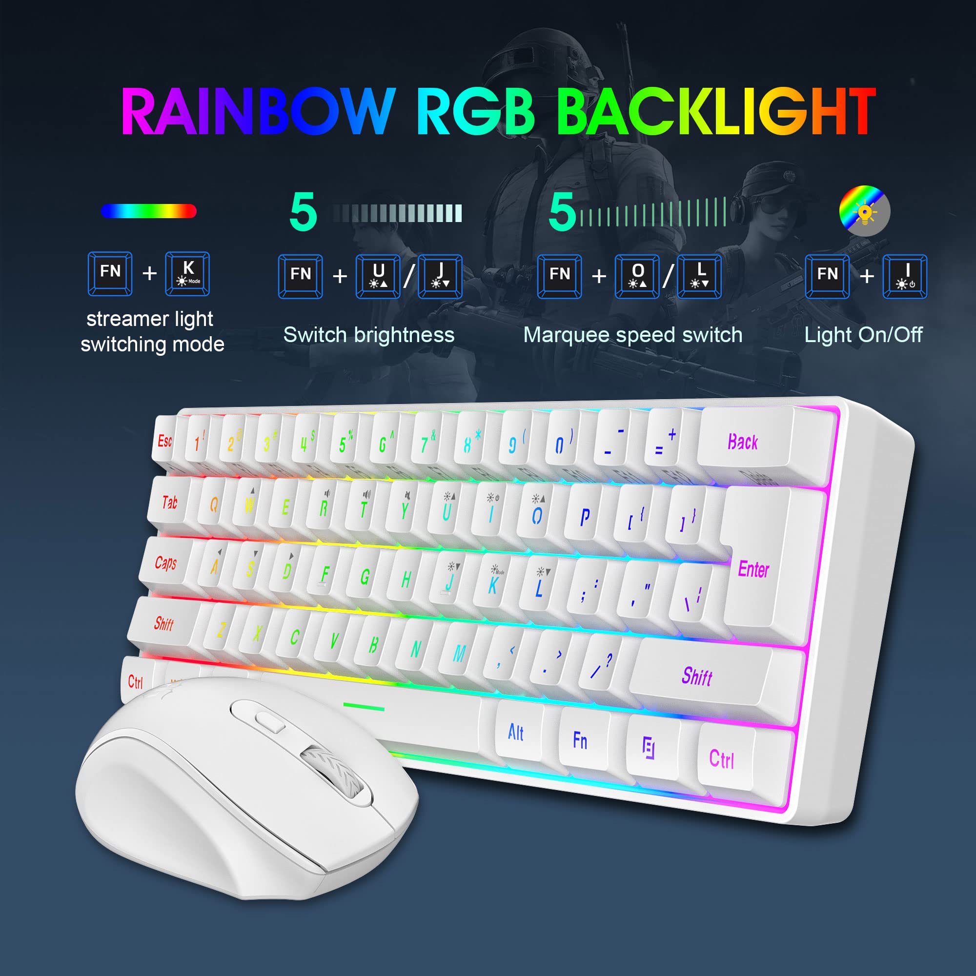 Foto 5 pulgar | Combo Inalámbrico De Teclado Y Ratón Para Juegos Snpurdiri 2.4g - Venta Internacional.