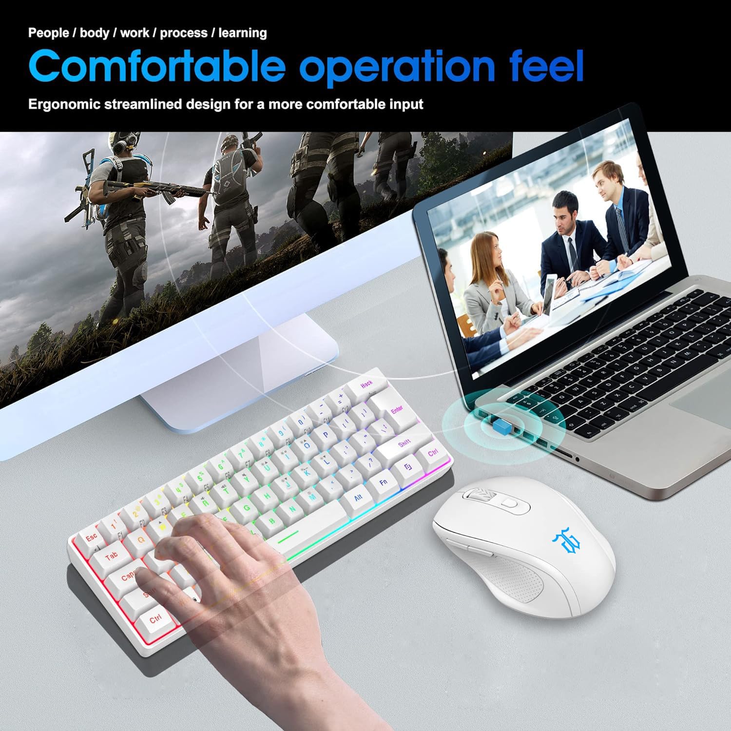 Foto 8 pulgar | Combo Inalámbrico De Teclado Y Ratón Para Juegos Snpurdiri 2.4g - Venta Internacional.