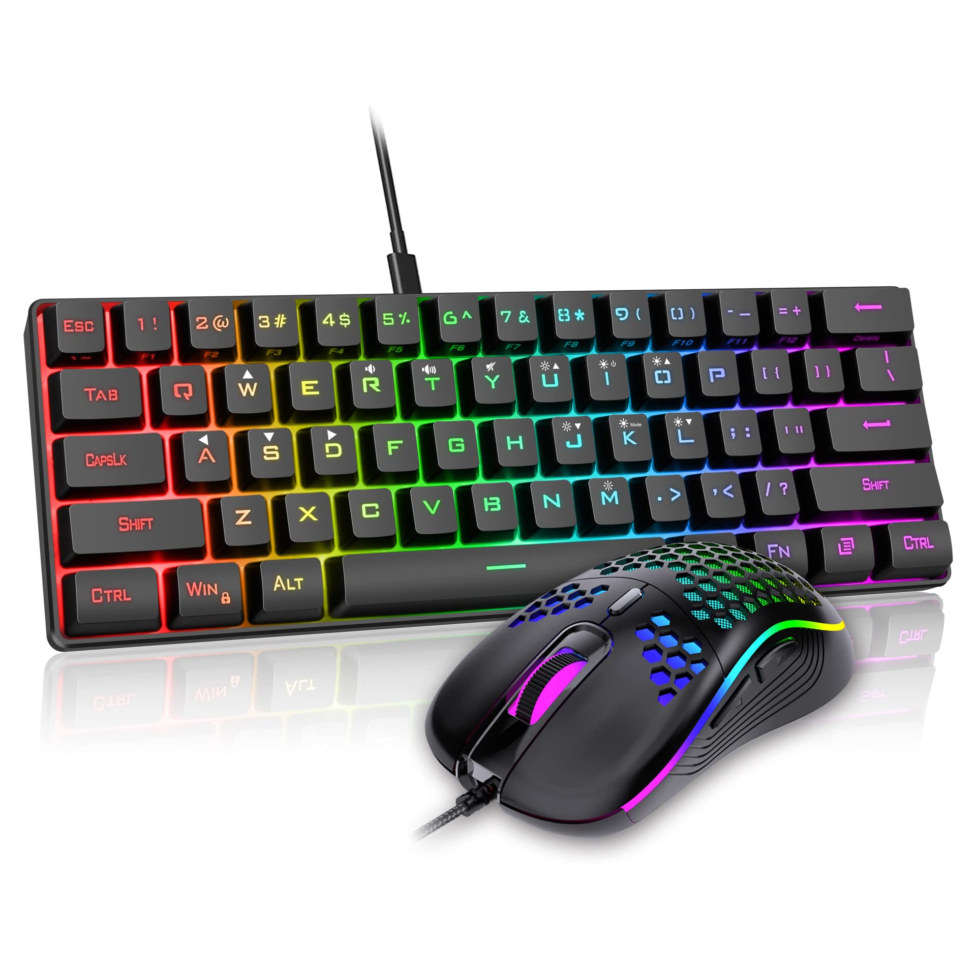 Combo De Teclado Y Ratón Para Juegos Redthunder Con Cable 60% Rgb - Venta Internacional.