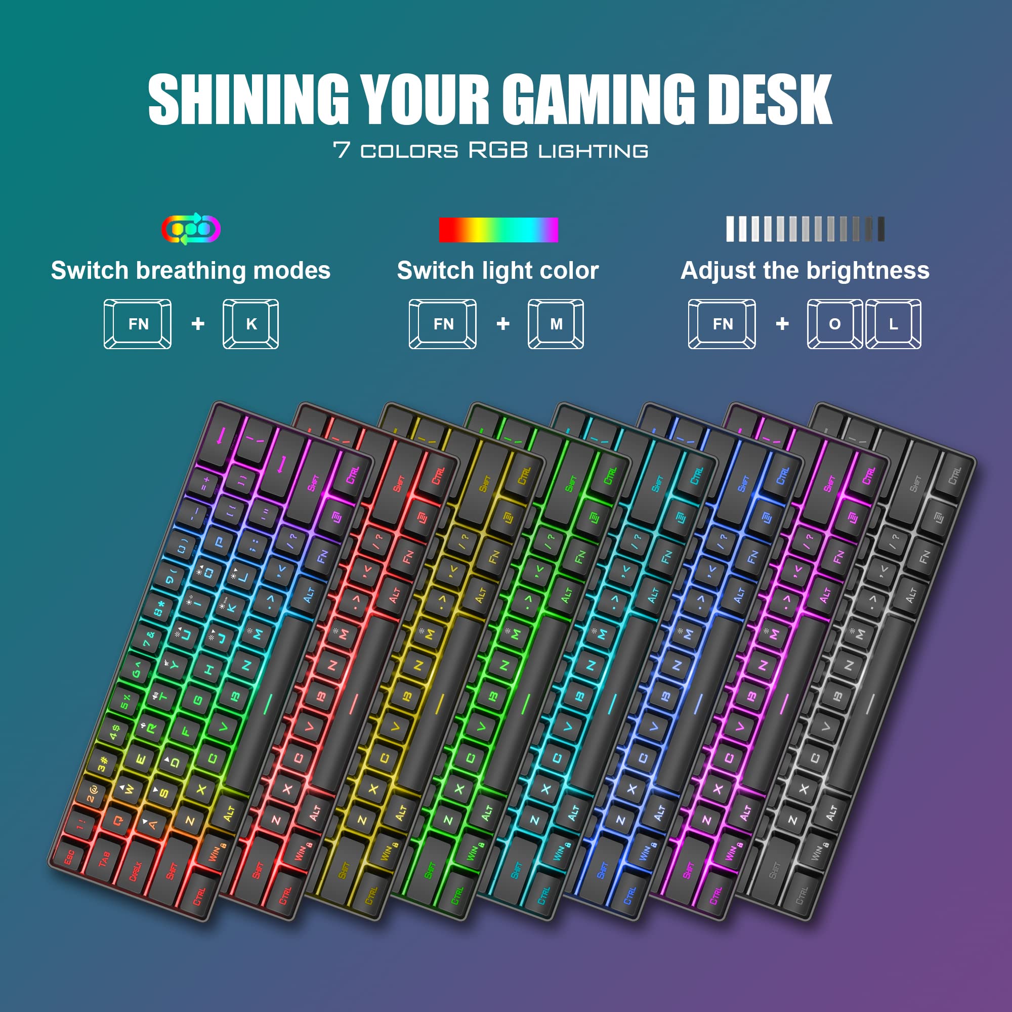Foto 2 | Combo De Teclado Y Ratón Para Juegos Redthunder Con Cable 60% Rgb - Venta Internacional.