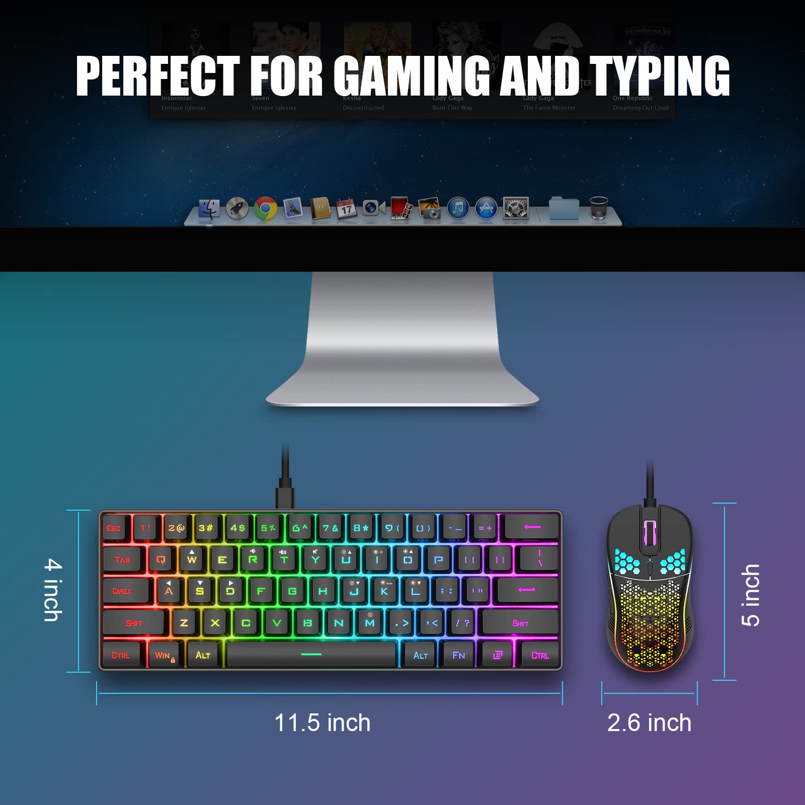 Foto 6 | Combo De Teclado Y Ratón Para Juegos Redthunder Con Cable 60% Rgb - Venta Internacional.