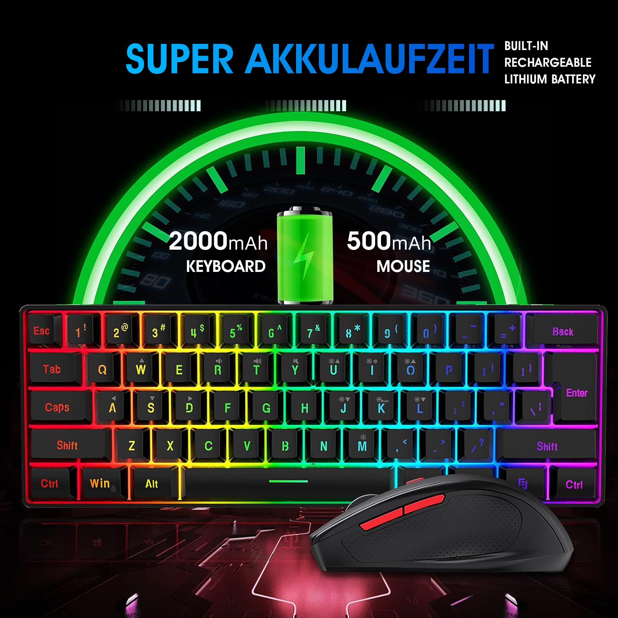Foto 4 pulgar | Combo De Teclado Y Ratón Inalámbricos Para Juegos Snpurdiri 60% - Venta Internacional.