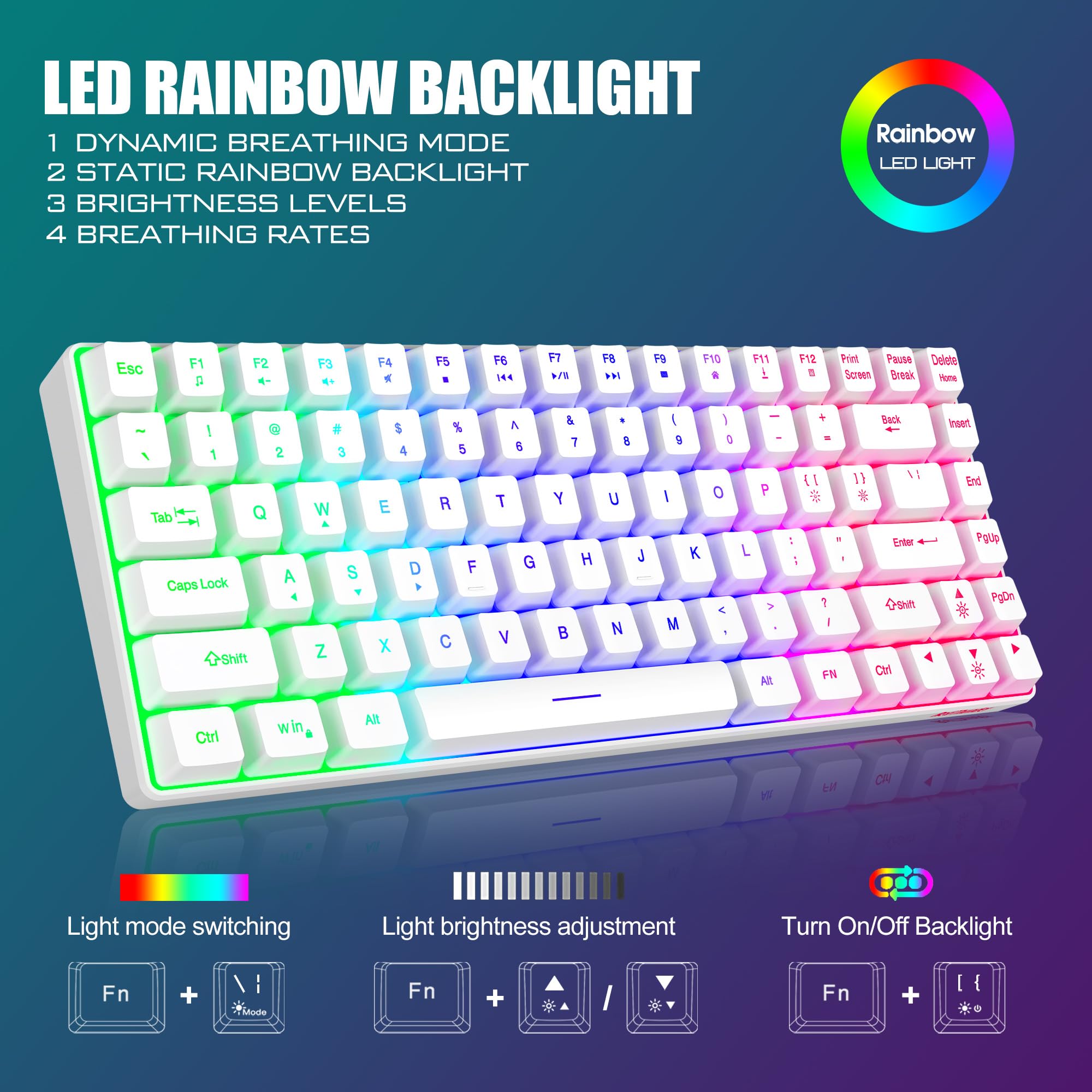 Foto 3 | Combo De Teclado Y Ratón Inalámbricos Redthunder K84 White - Venta Internacional.