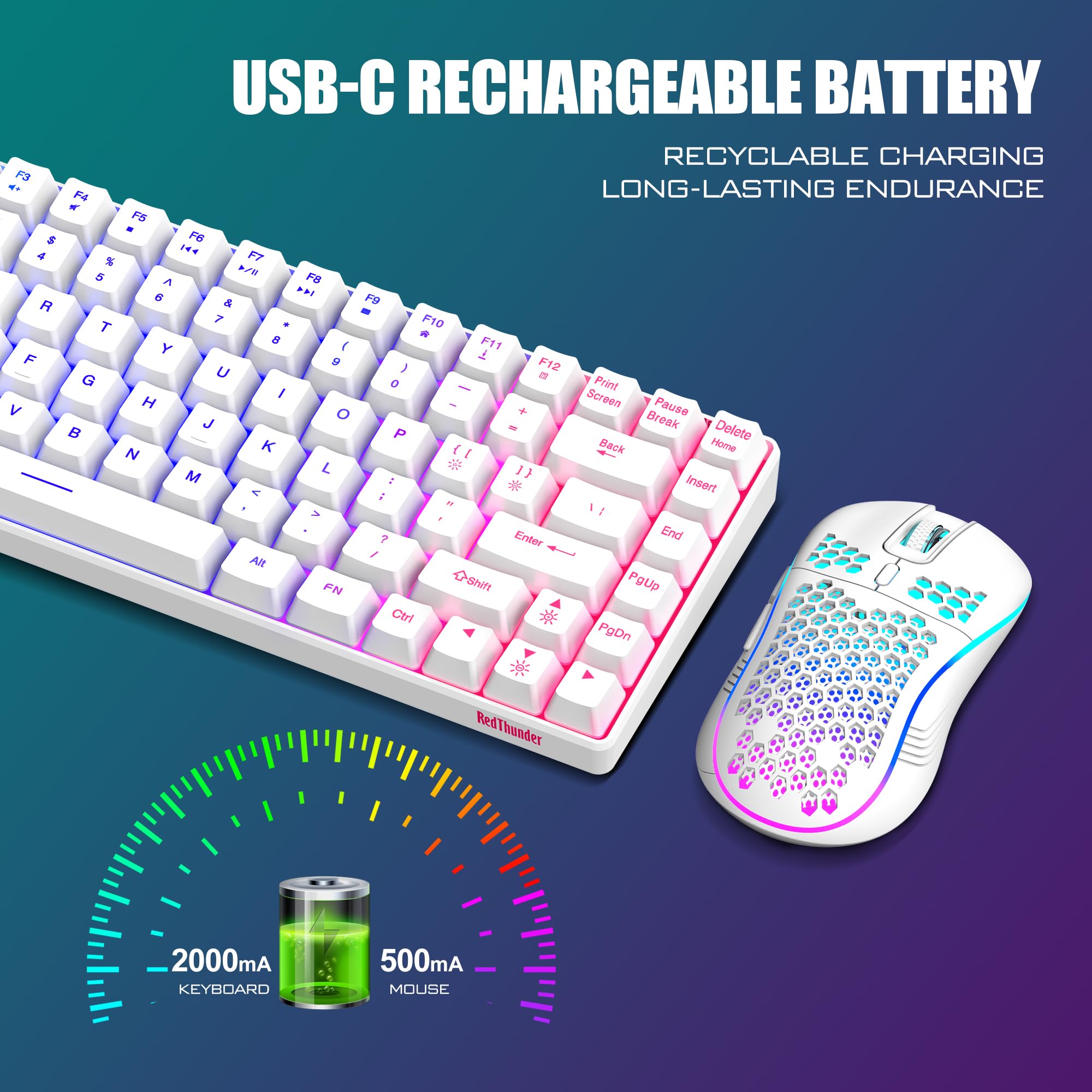 Foto 6 pulgar | Combo De Teclado Y Ratón Inalámbricos Redthunder K84 White - Venta Internacional.