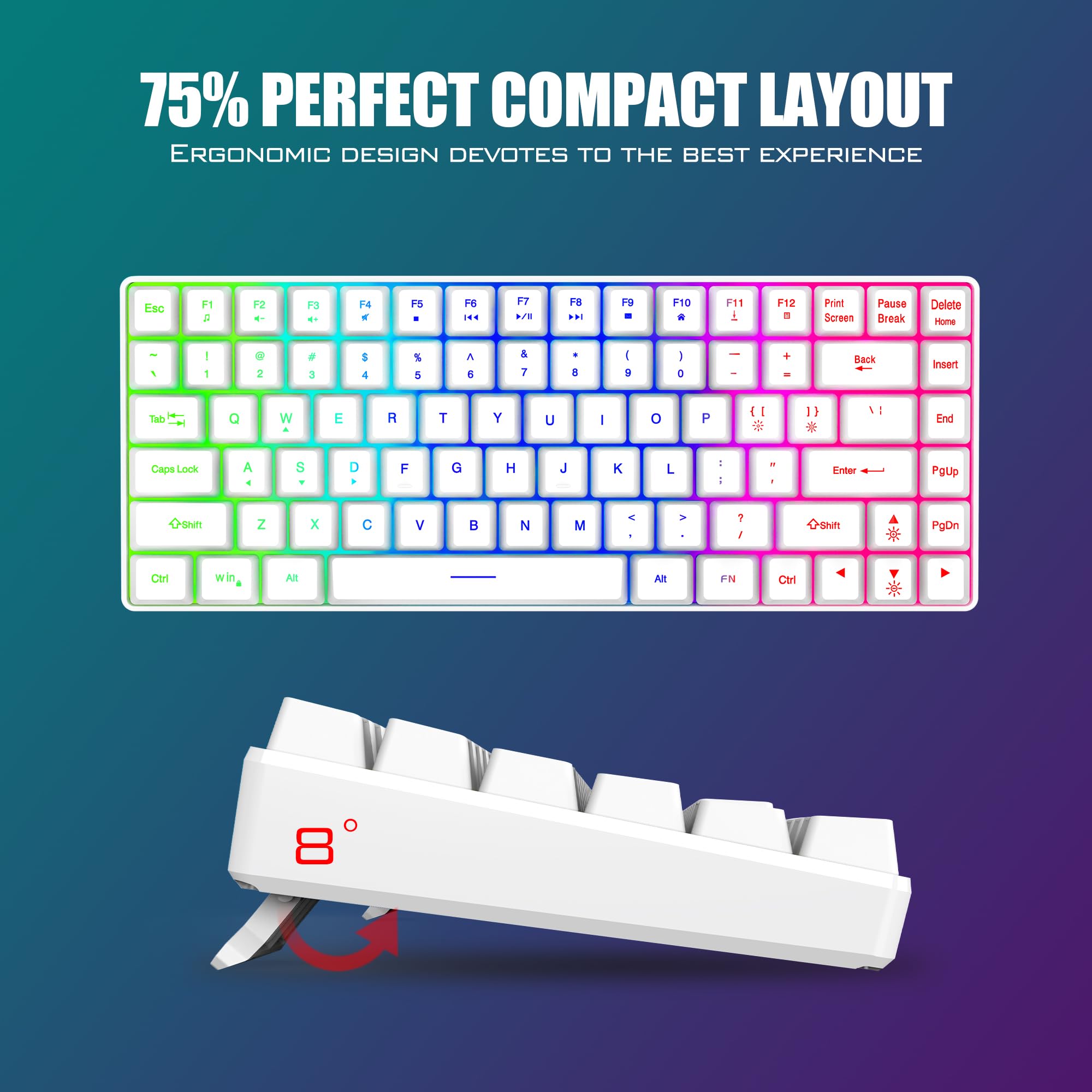 Foto 7 pulgar | Combo De Teclado Y Ratón Inalámbricos Redthunder K84 White - Venta Internacional.
