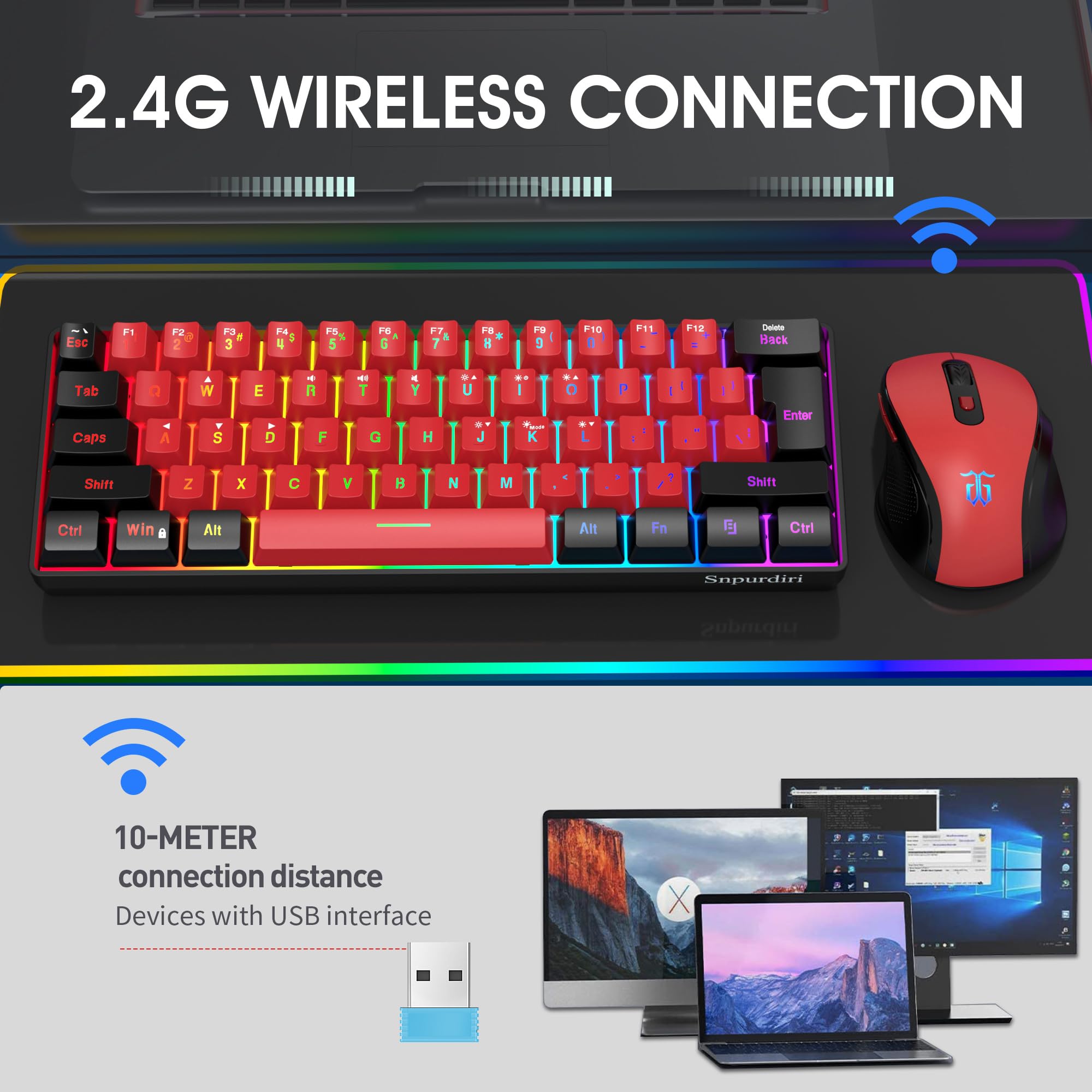 Foto 2 | Combo Inalámbrico De Teclado Y Ratón Para Juegos Snpurdiri 2.4g - Venta Internacional.