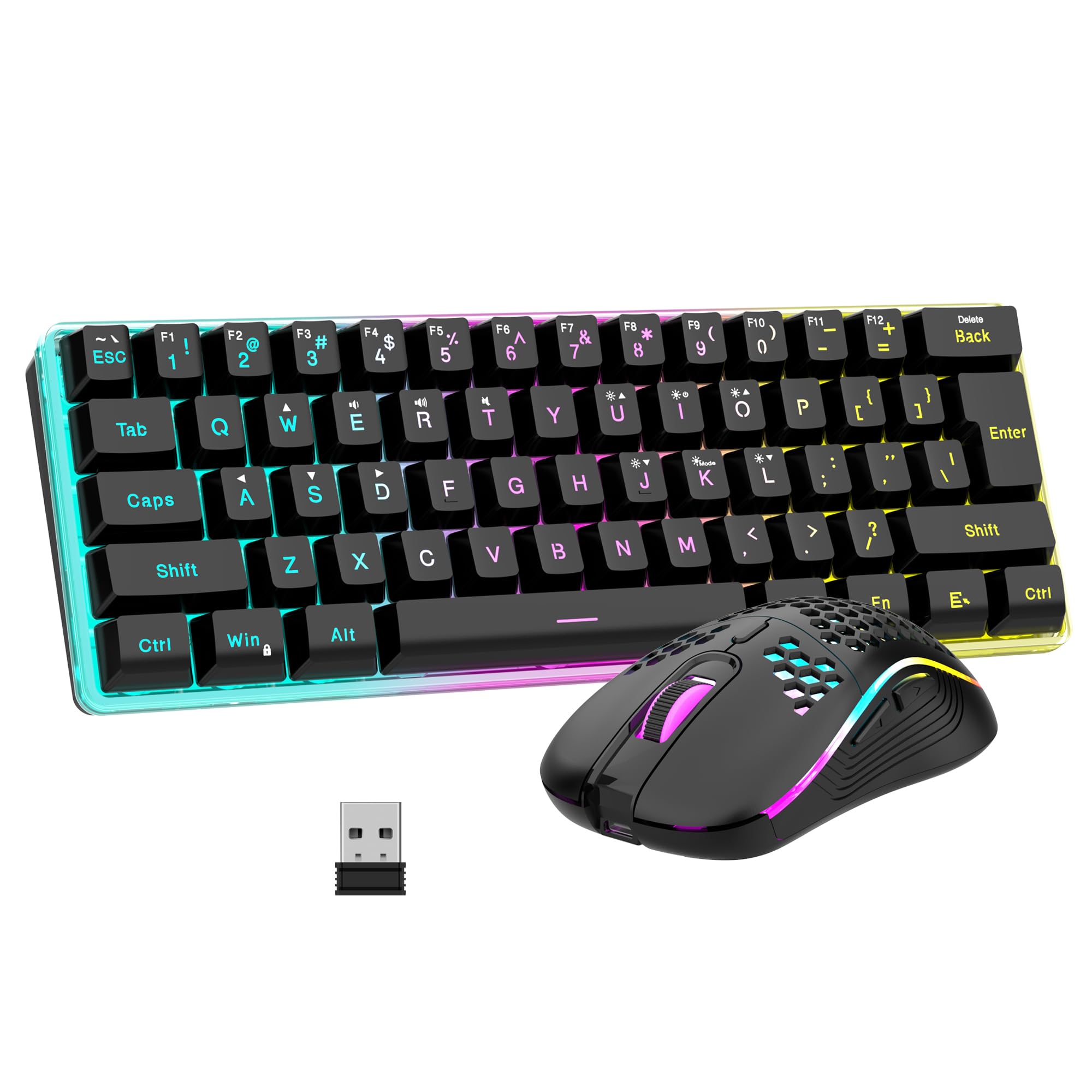 Combo De Teclado Y Ratón Inalámbricos Para Juegos Redthunder 60% - Venta Internacional.