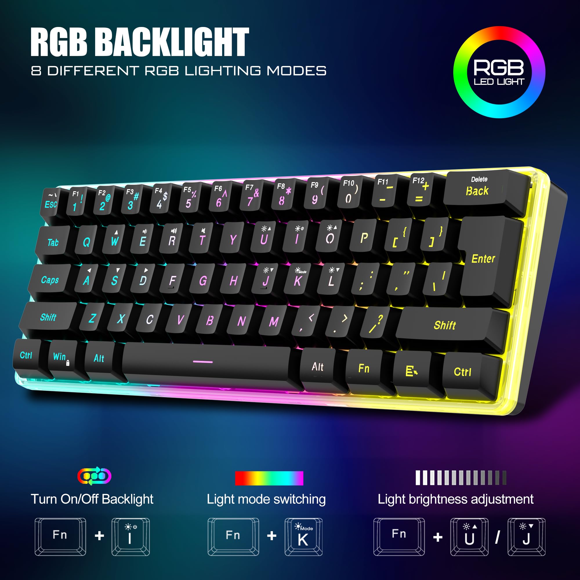 Foto 2 | Combo De Teclado Y Ratón Inalámbricos Para Juegos Redthunder 60% - Venta Internacional.
