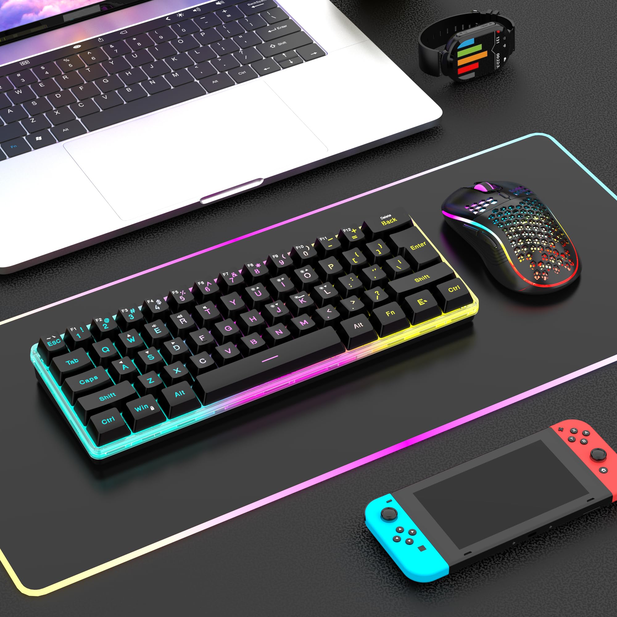Foto 7 | Combo De Teclado Y Ratón Inalámbricos Para Juegos Redthunder 60% - Venta Internacional.