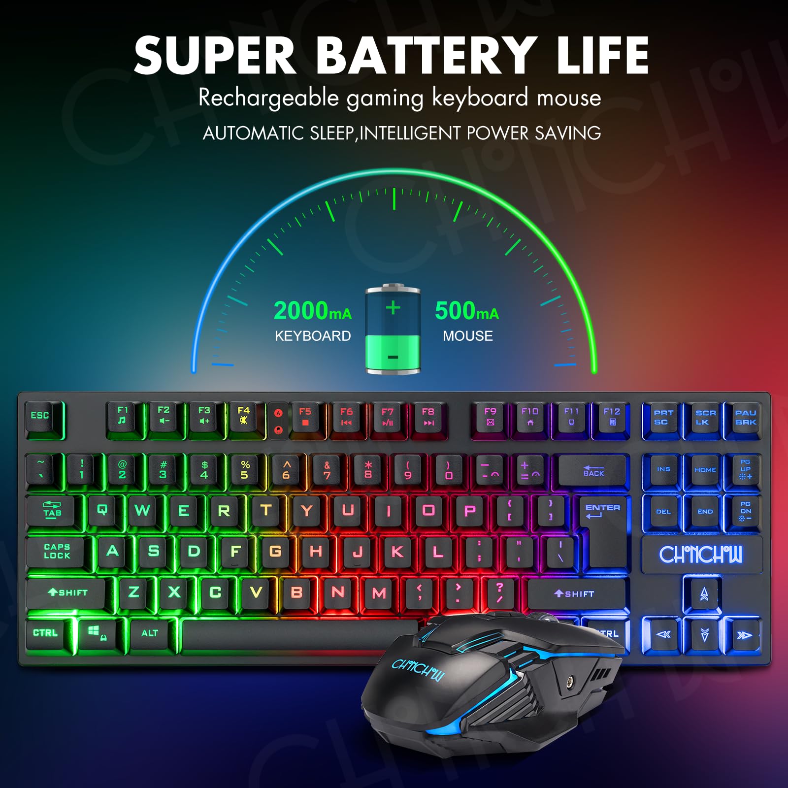 Foto 3 | Combo Inalámbrico De Teclado Y Ratón Para Juegos Chonchow Recargable - Venta Internacional.