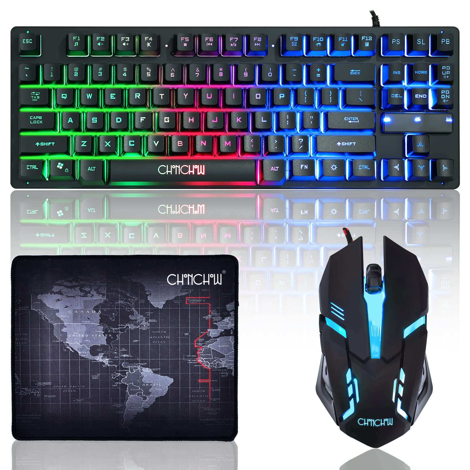 Foto 1 | Combo De Teclado Y Ratón Para Juegos Chonchow 87 Teclas Tkl Rgb - Venta Internacional.