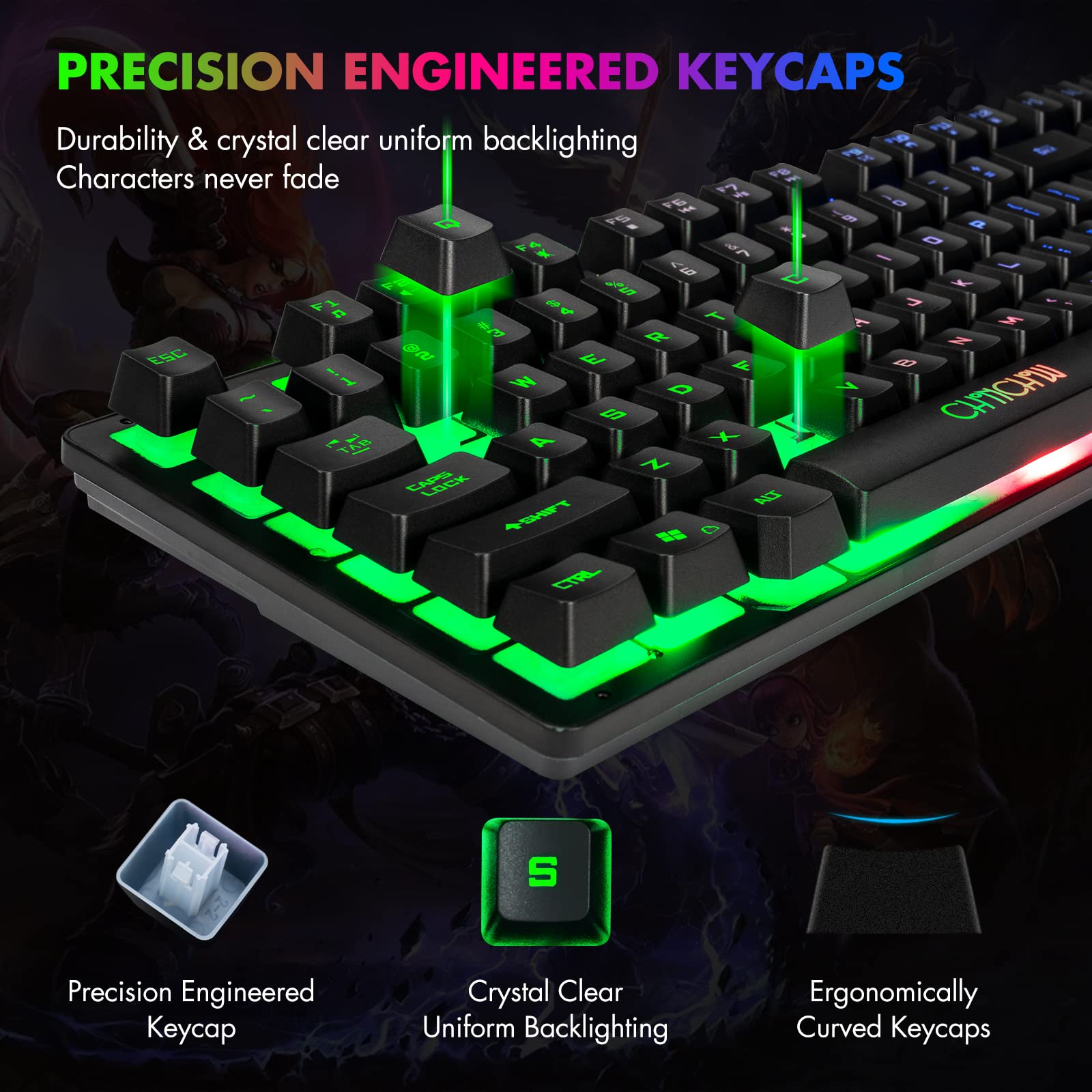Foto 3 | Combo De Teclado Y Ratón Para Juegos Chonchow 87 Teclas Tkl Rgb - Venta Internacional.
