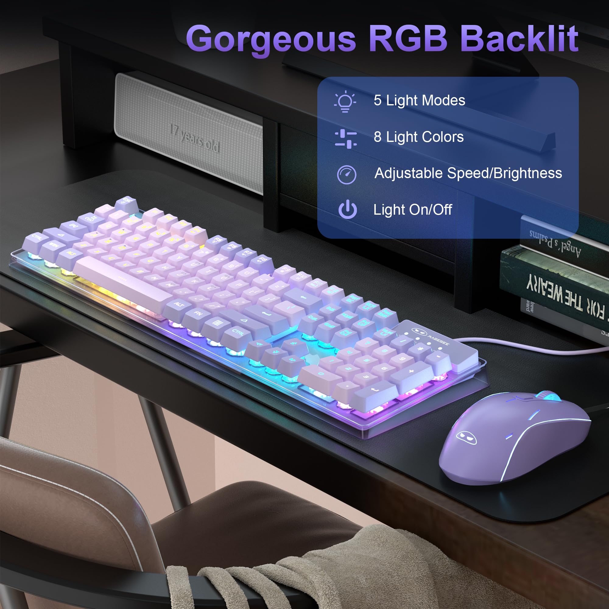 Foto 3 | Combinación De Teclado Y Ratón Para Juegos Magegee K1 Rgb Con Retroiluminación Led - Venta Internacional.
