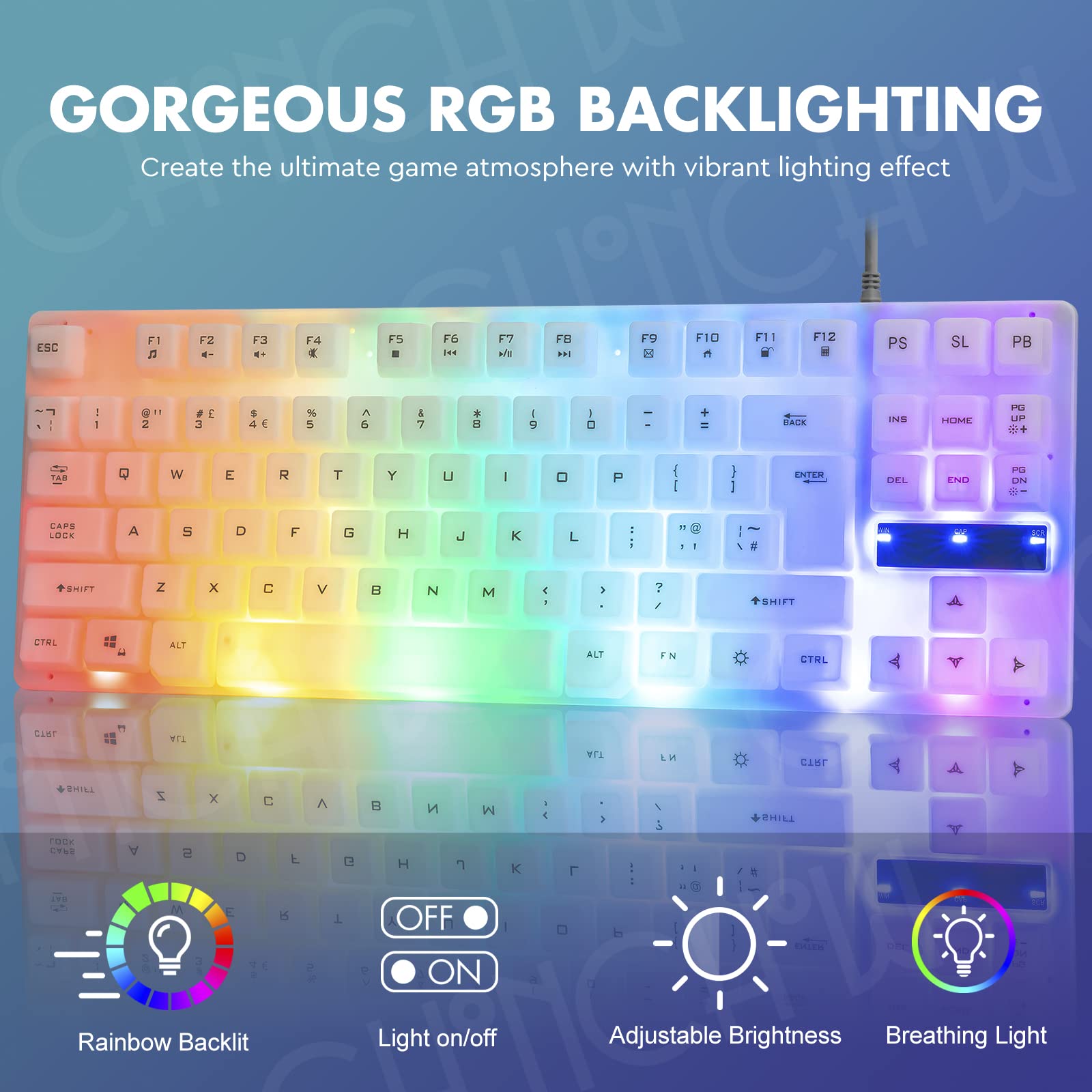 Foto 3 | Ratón Y Teclado Para Juegos Chonchow Rainbow Led Light White - Venta Internacional.