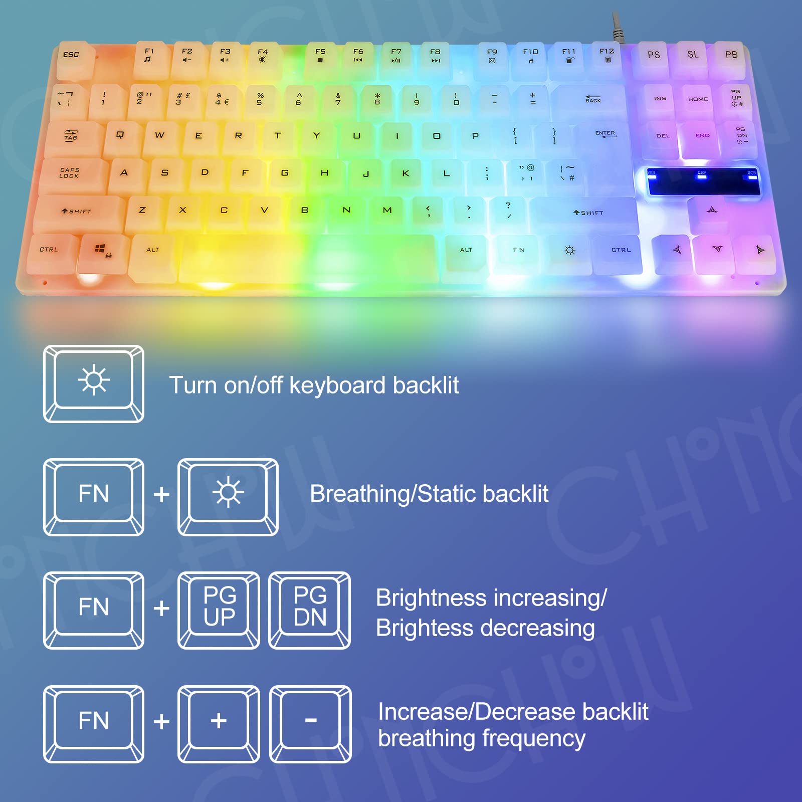 Foto 5 pulgar | Ratón Y Teclado Para Juegos Chonchow Rainbow Led Light White - Venta Internacional.