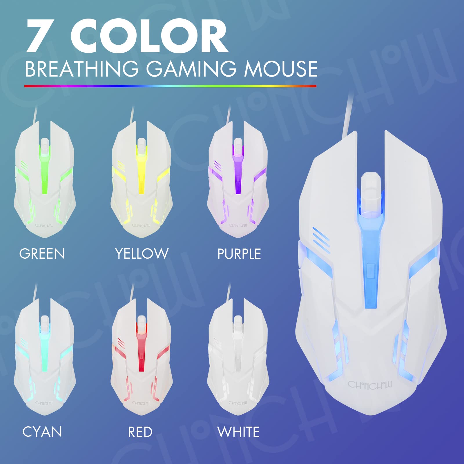 Foto 6 | Ratón Y Teclado Para Juegos Chonchow Rainbow Led Light White - Venta Internacional.