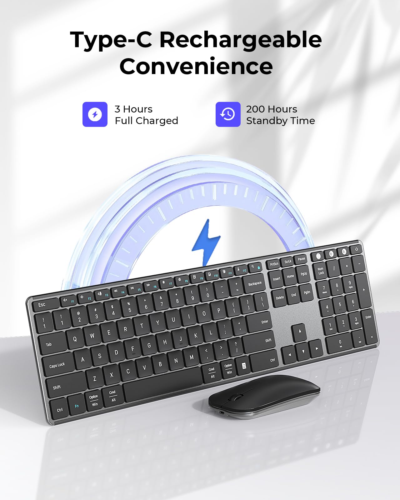 Foto 4 pulgar | Combo Inalámbrico De Teclado Y Ratón Bluetooth Seenda Negro Gris - Venta Internacional.