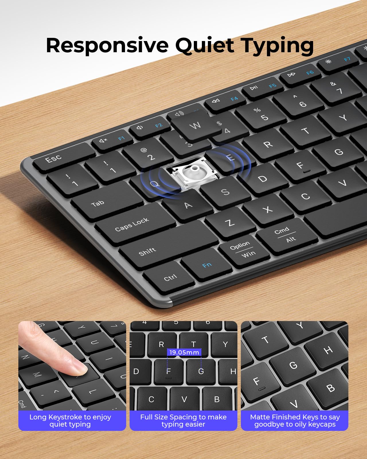 Foto 5 pulgar | Combo Inalámbrico De Teclado Y Ratón Bluetooth Seenda Negro Gris - Venta Internacional.