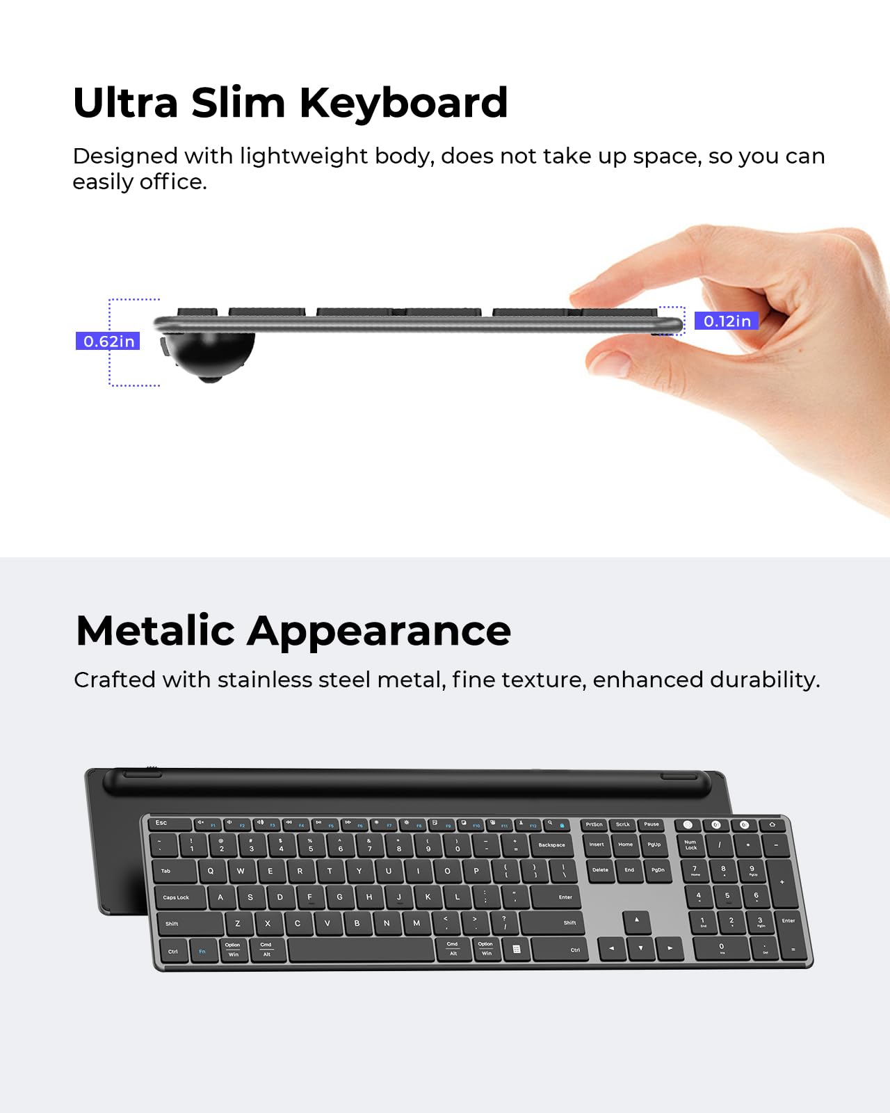 Foto 7 pulgar | Combo Inalámbrico De Teclado Y Ratón Bluetooth Seenda Negro Gris - Venta Internacional.