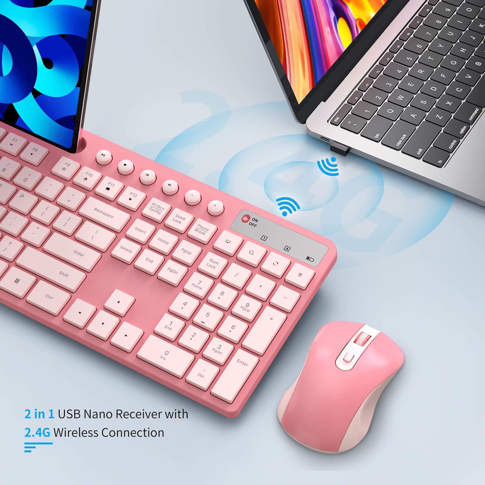 Foto 6 pulgar | Combo De Teclado Y Ratón Inalámbricos Marvo 2.4g Sakura Pink - Venta Internacional.