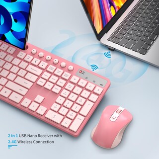 Foto 5 | Combo De Teclado Y Ratón Inalámbricos Marvo 2.4g Sakura Pink - Venta Internacional.