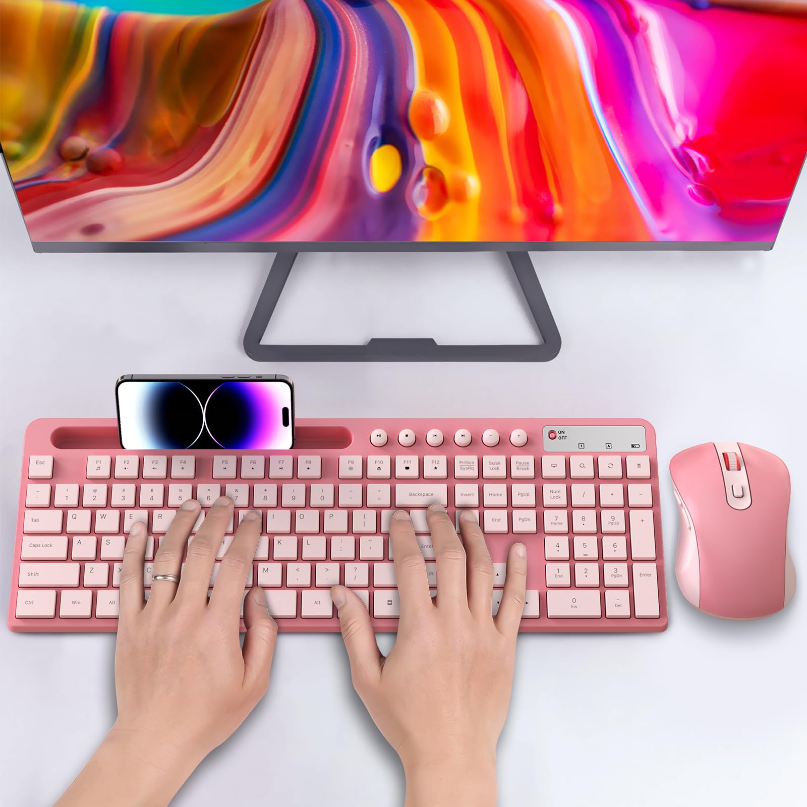 Foto 8 pulgar | Combo De Teclado Y Ratón Inalámbricos Marvo 2.4g Sakura Pink - Venta Internacional.