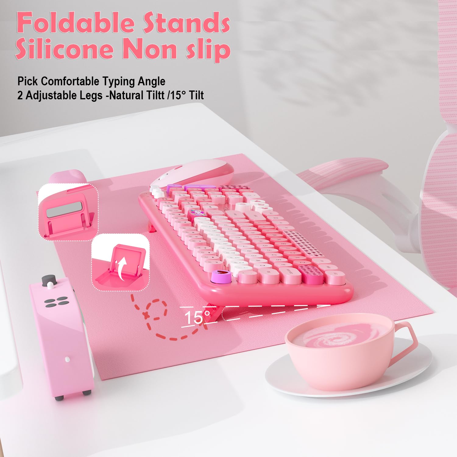 Foto 4 pulgar | Teclado Y Ratón Inalámbricos Mofii 104 Teclas Redondas Rosa - Venta Internacional.