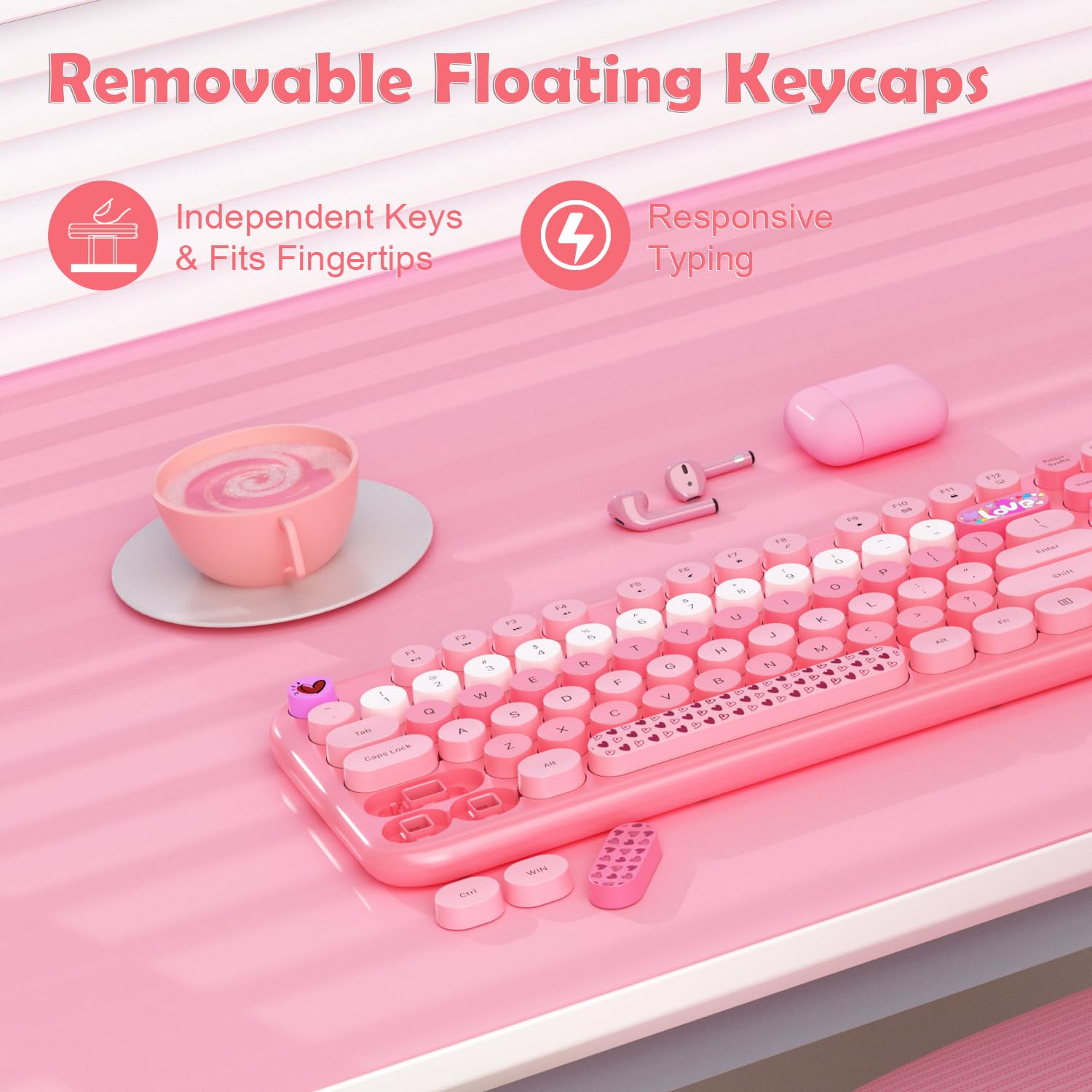 Foto 5 | Teclado Y Ratón Inalámbricos Mofii 104 Teclas Redondas Rosa - Venta Internacional.
