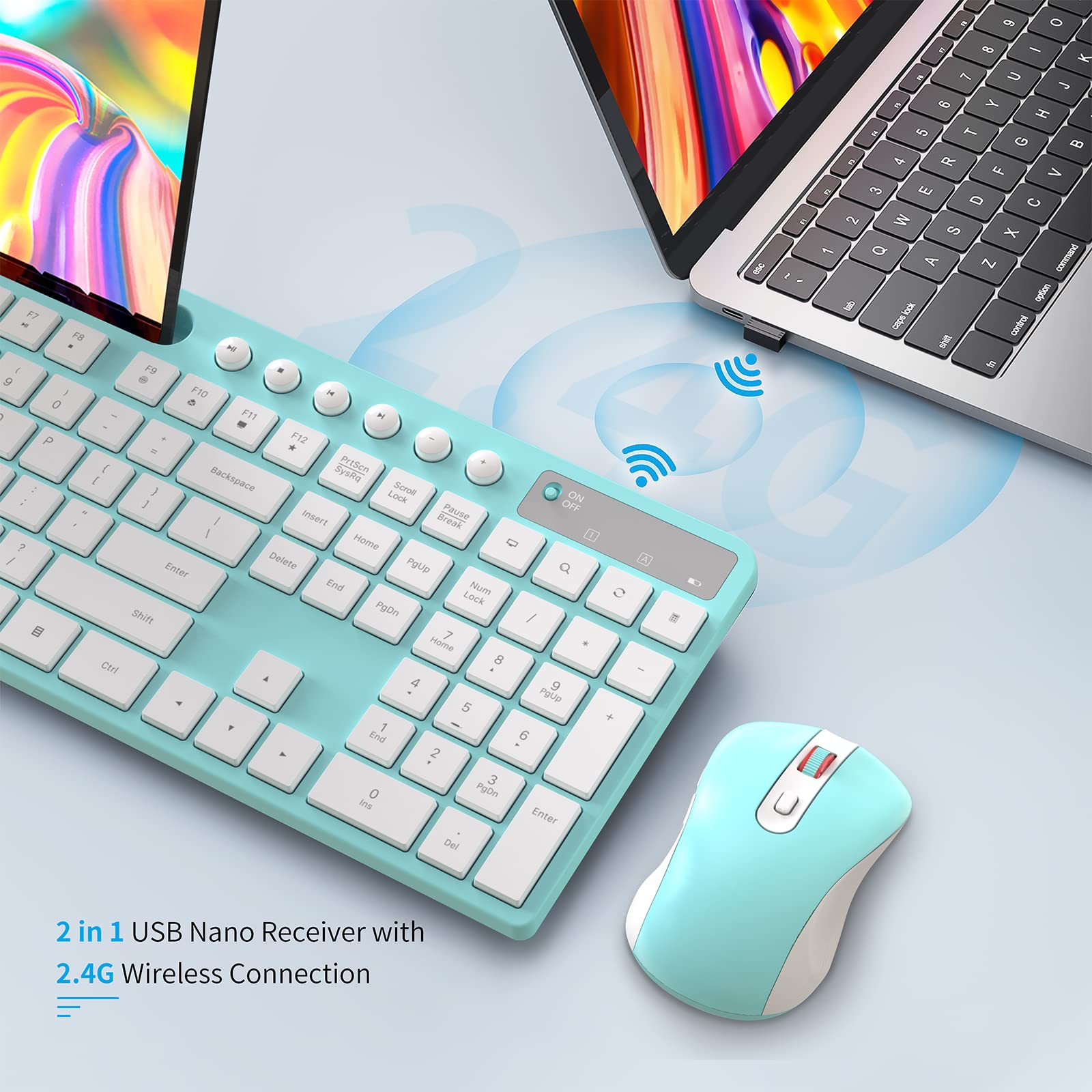 Foto 6 pulgar | Combo De Teclado Y Ratón Inalámbricos Marvo 2.4g Con Soporte - Venta Internacional.