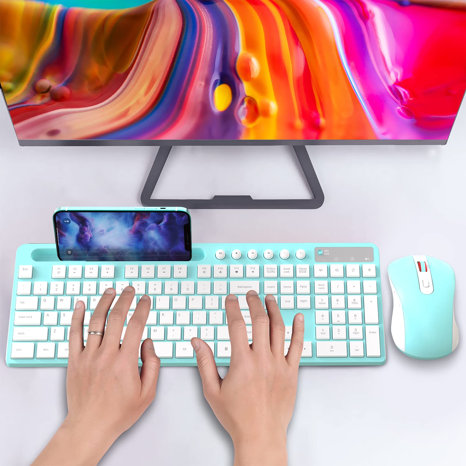 Foto 8 pulgar | Combo De Teclado Y Ratón Inalámbricos Marvo 2.4g Con Soporte - Venta Internacional.