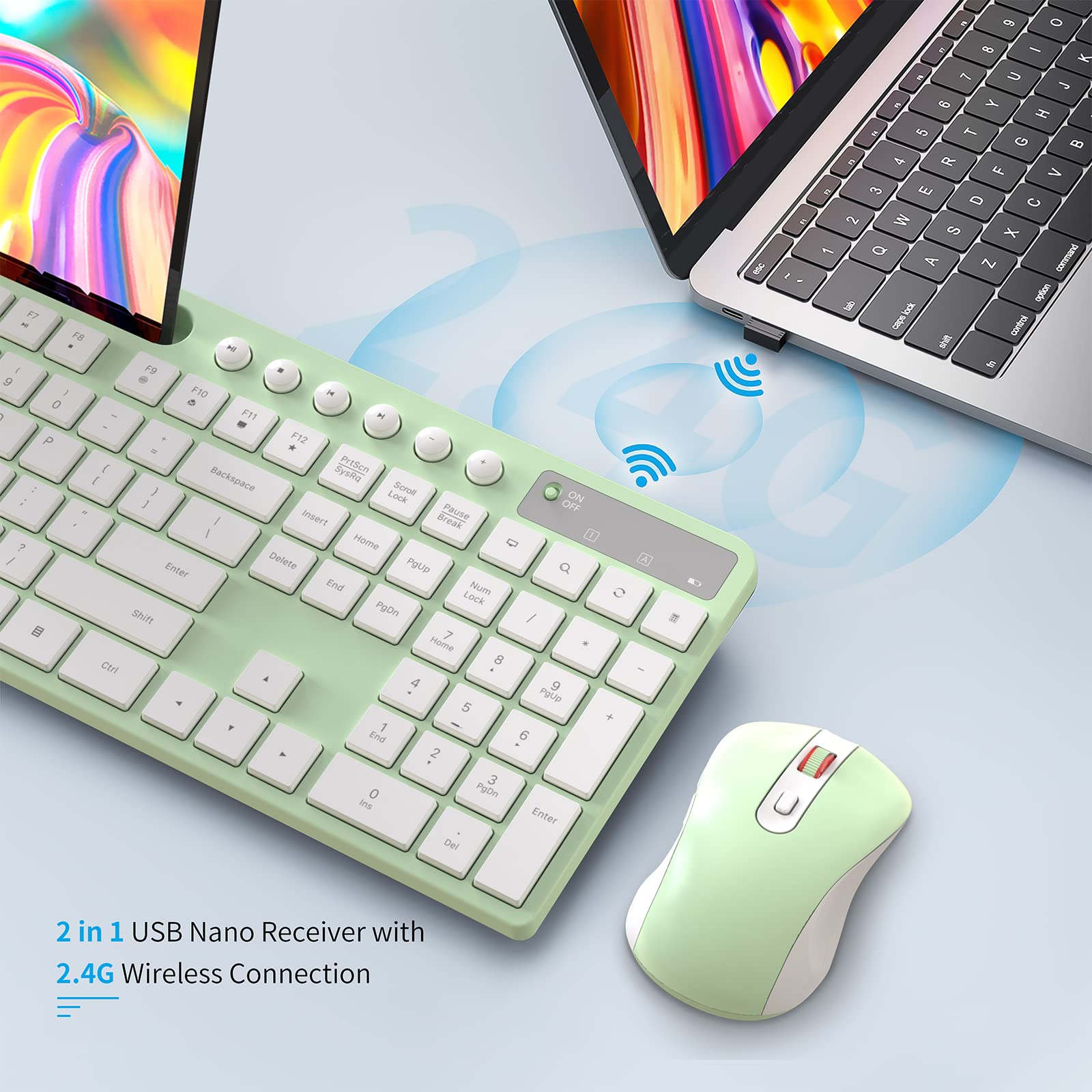 Foto 5 | Combo De Teclado Y Ratón Inalámbricos Marvo 2.4g Green - Venta Internacional.